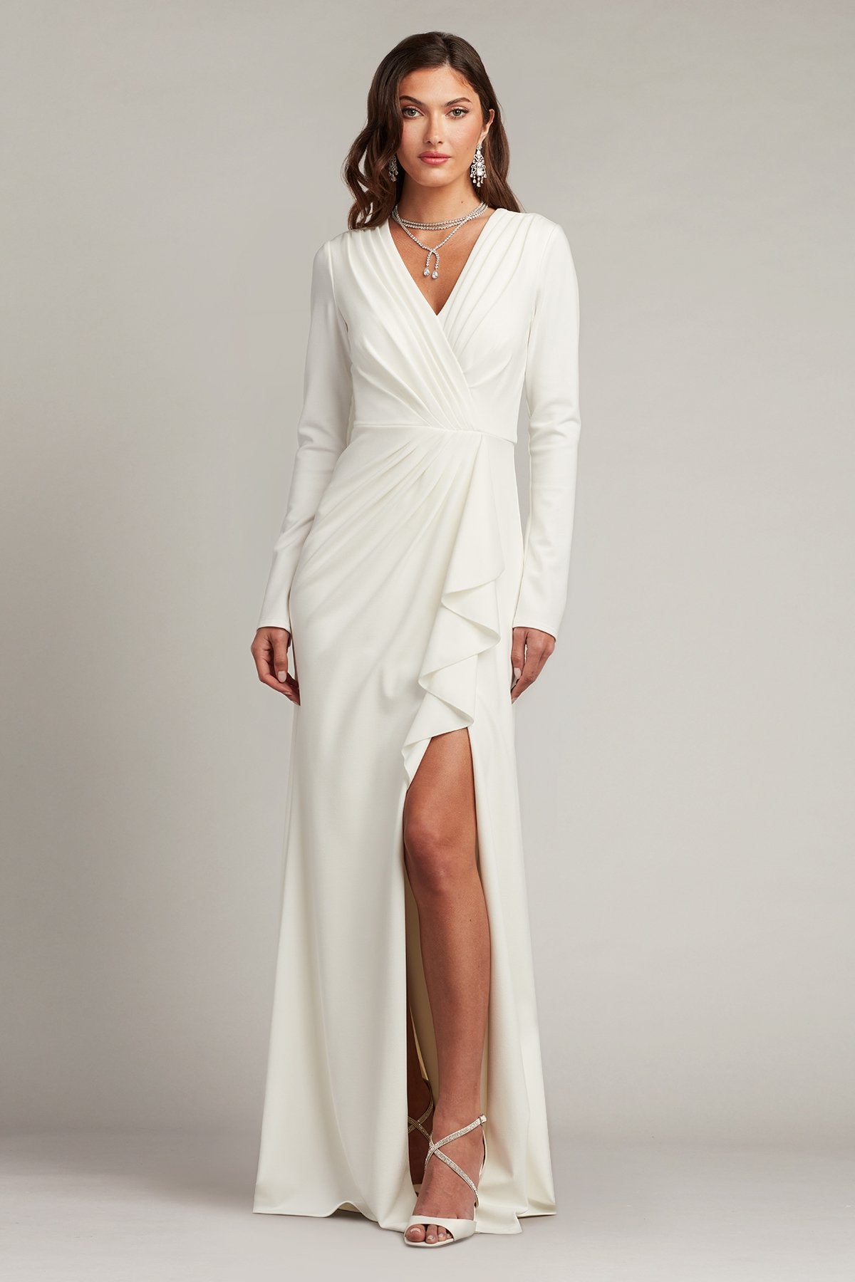 Tadashi Shoji Women's Kleiman Cascading Drape Gown - Ivory Tadashi Shoji Women's Kleiman Cascading Drape Gown - Ivory