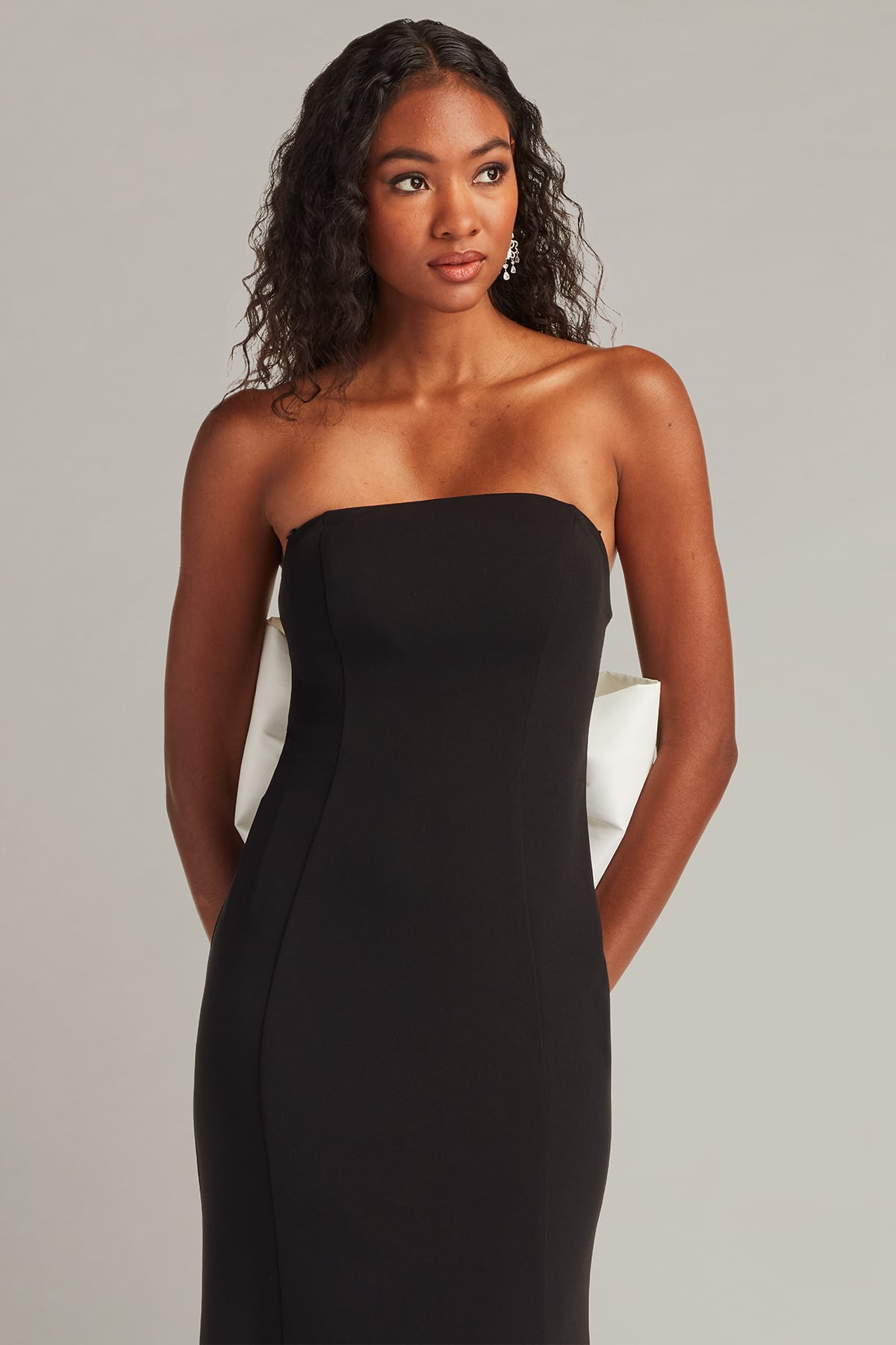 Tadashi Shoji Women's Bow-Appliqué Strapless Gown - Black Ivory