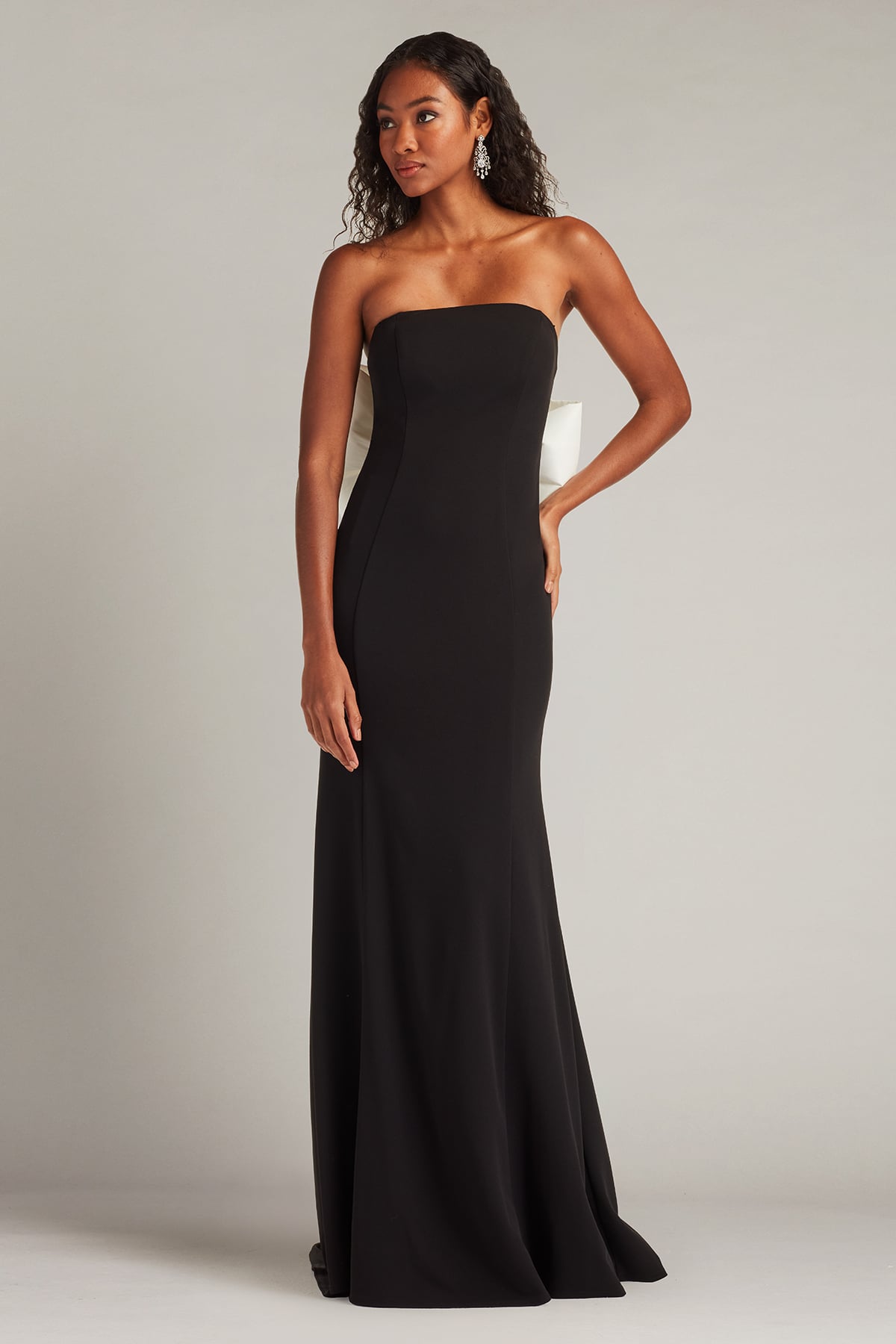 Tadashi Shoji Women's Bow-Appliqué Strapless Gown - Black Ivory