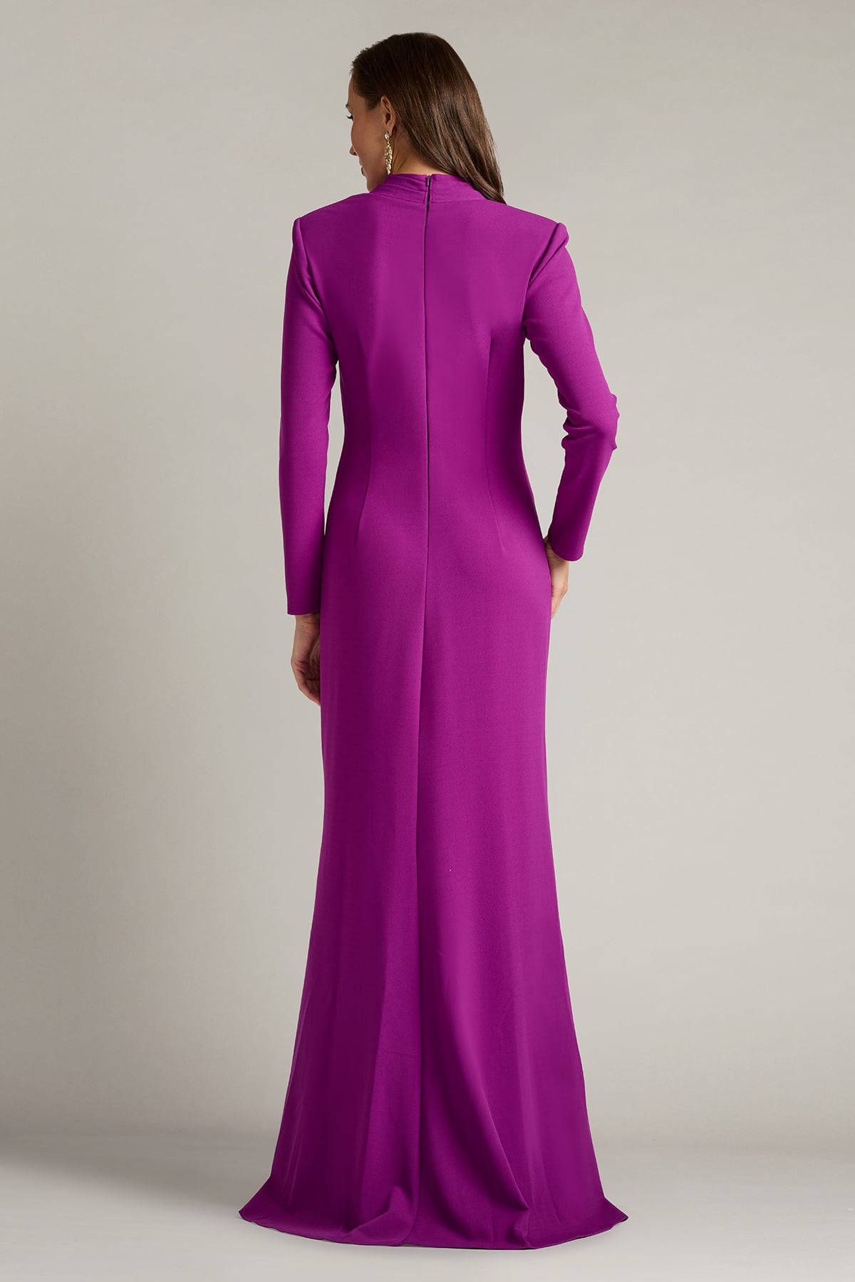 Mother of the Bride Dresses Ruffle Long Sleeve Formal Slit Mother of the Bride Dress Tadashi Shoji BOS23357L Magenta