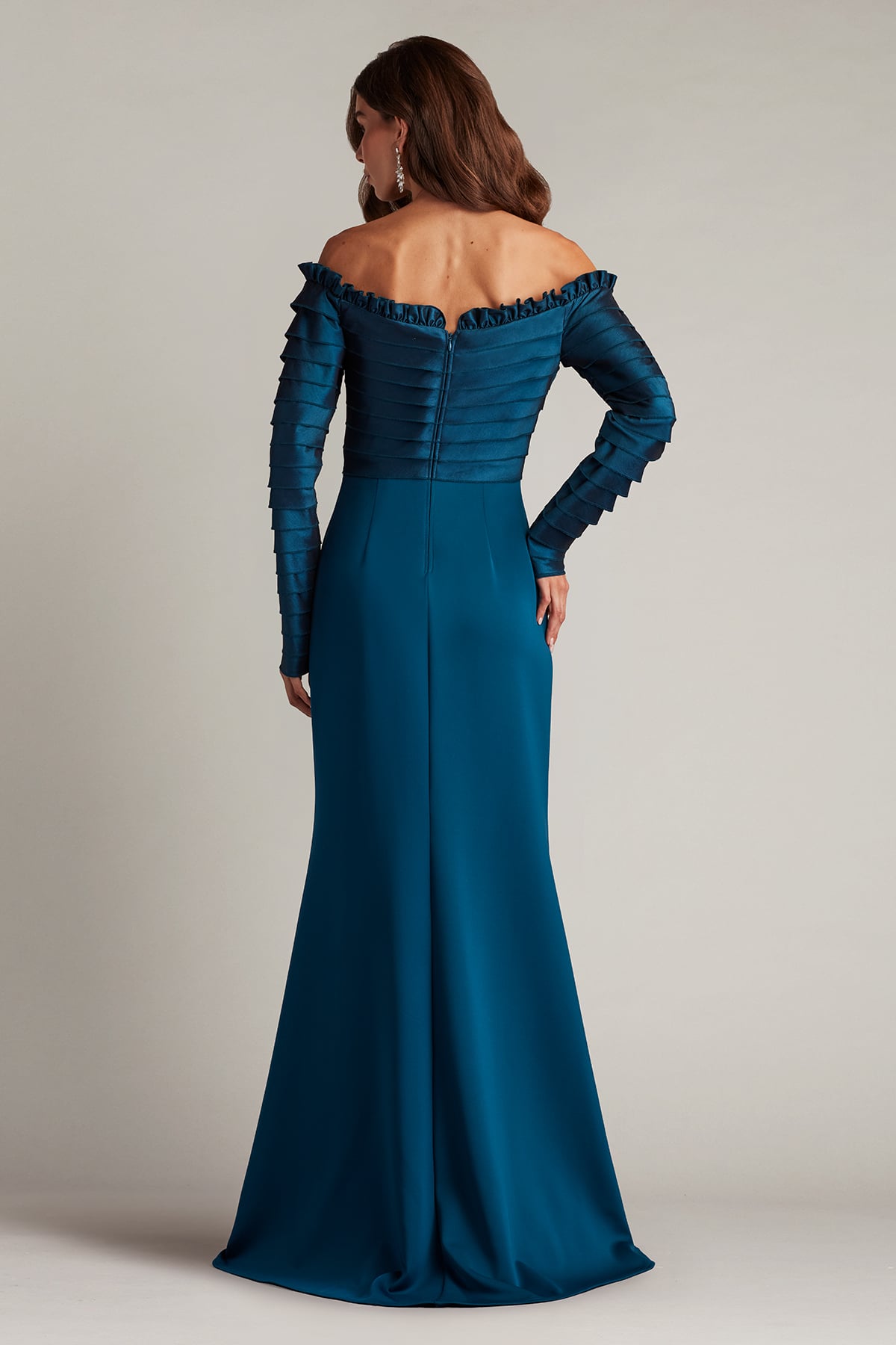 Tadashi Shoji BOS23517L Pleated Long Formal Evening Dress – The