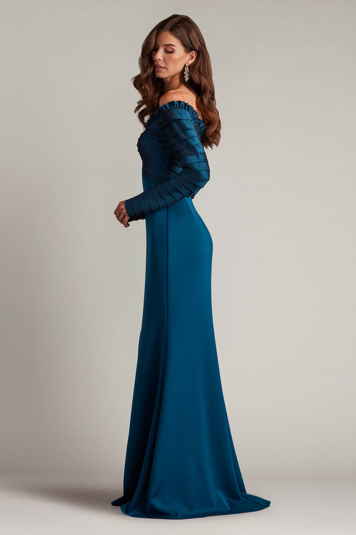 Tadashi Shoji BOS23517L Pleated Long Formal Evening Dress – The