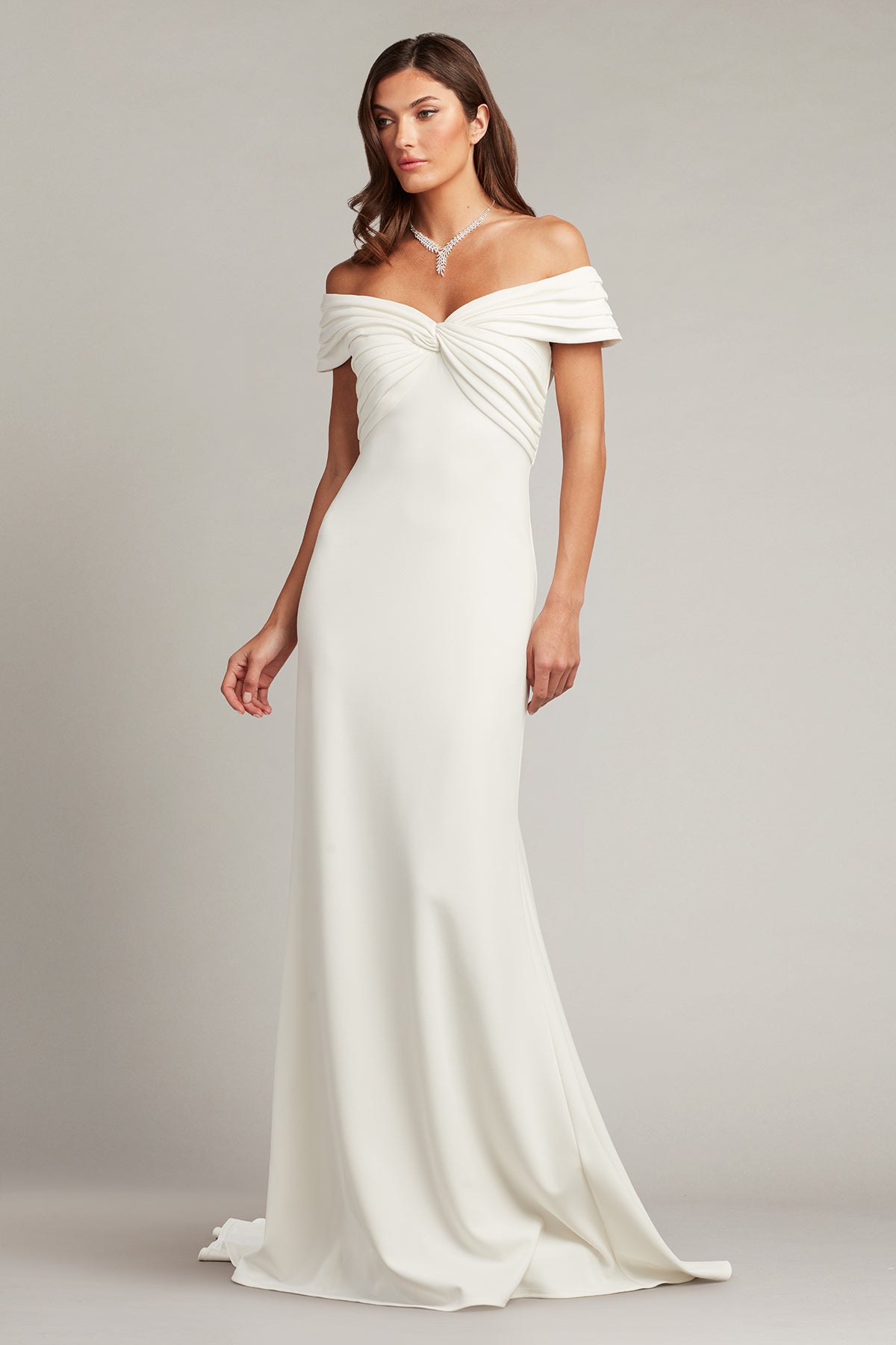Wedding Dresses Pleated Long Bridal Wedding Dress Ivory