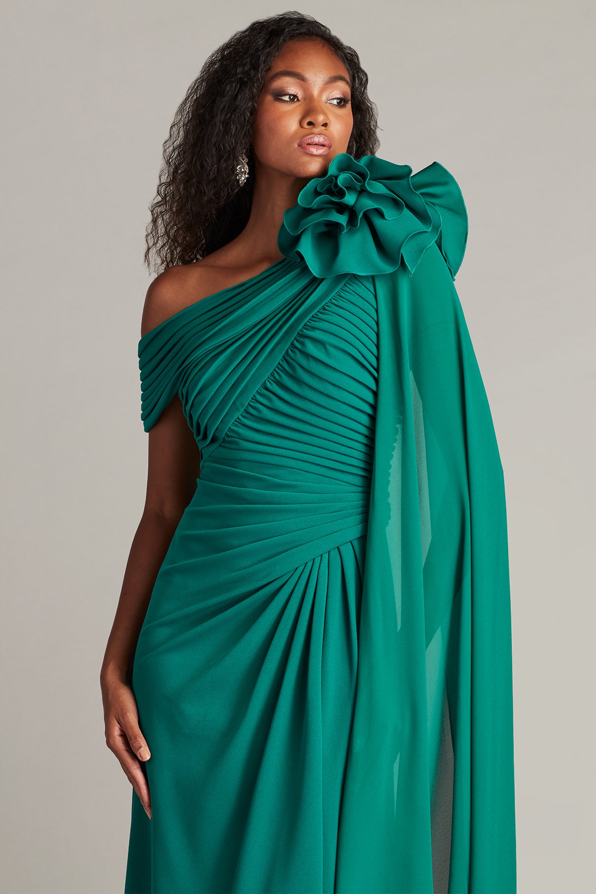 Tadashi Shoji BOS24012L Long Formal Pleated Prom Slit Dress