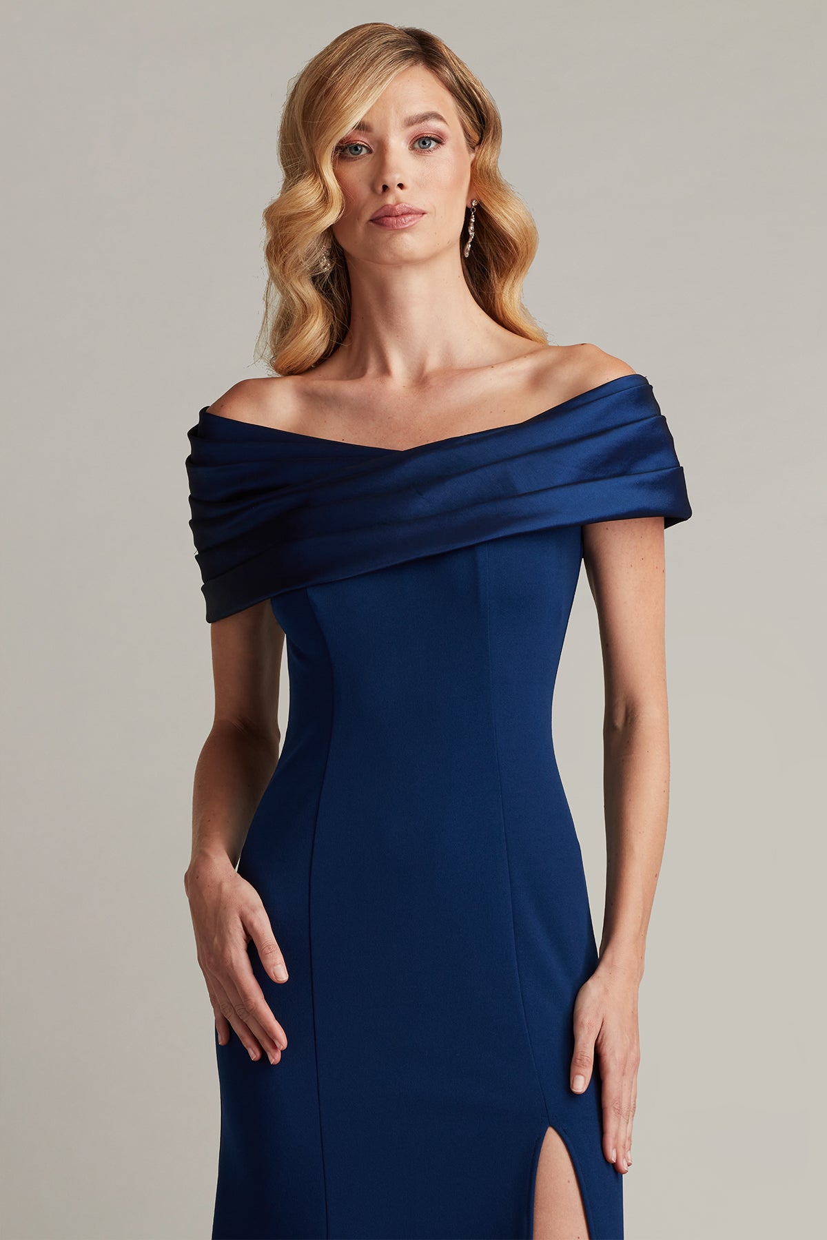 Prom Dresses Fitted Long Slit Formal Prom Dress Navy