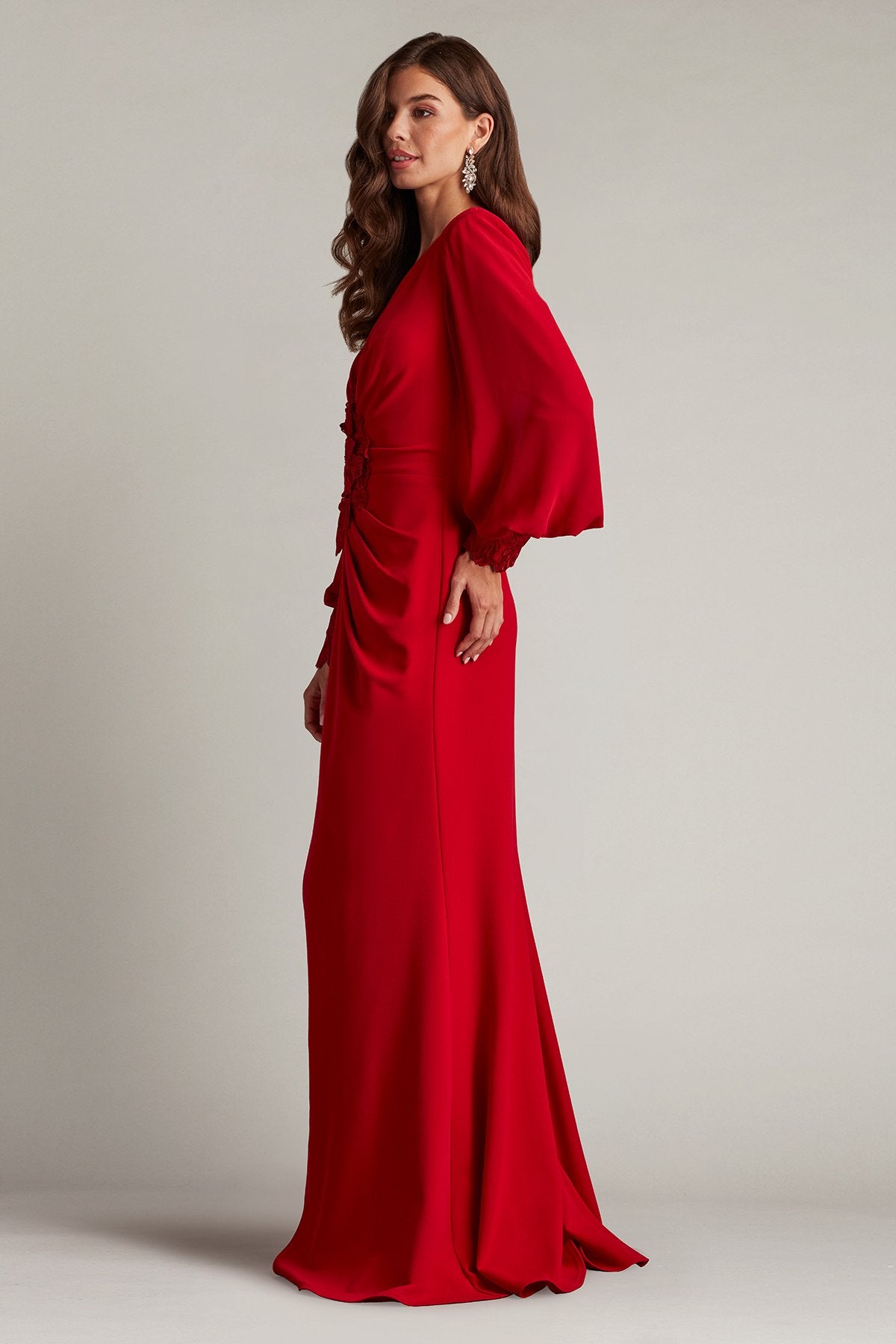 Tadashi Shoji BOS24911L Long 3D Applique Formal Evening Dress Tadashi Shoji BOS24911L Long 3D Applique Formal Evening Dress