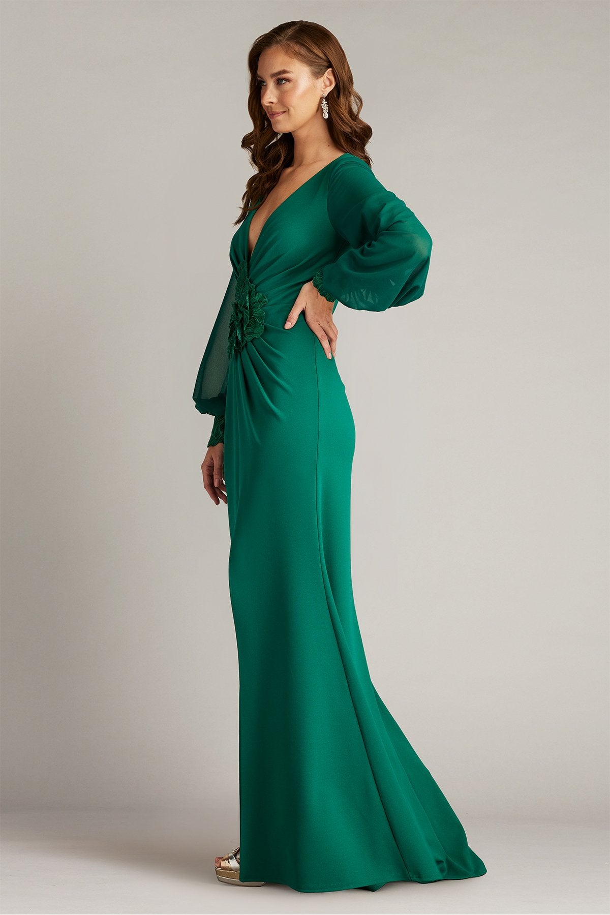 Formal Dresses Long 3D Applique Formal Evening Dress Emerald