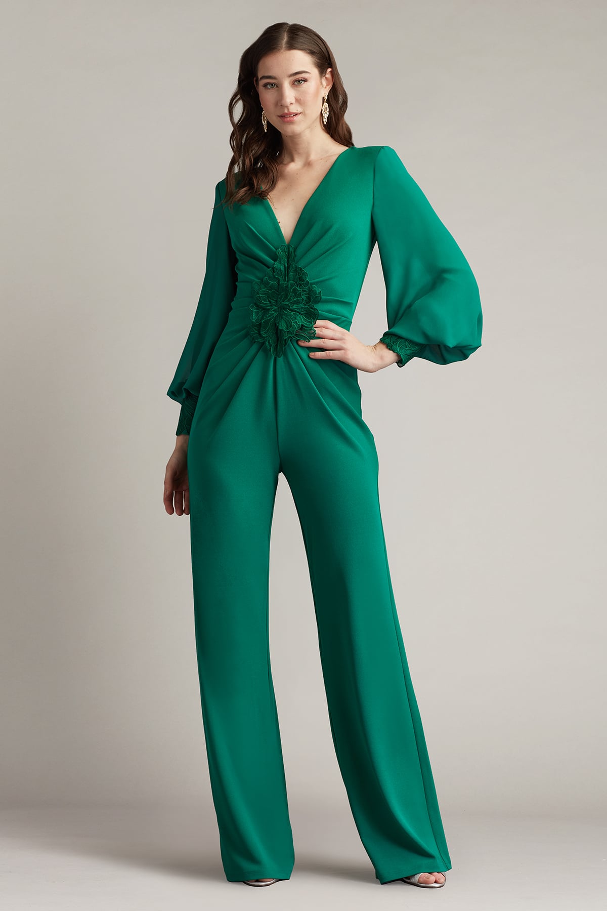 Jumpsuit Long Sleeve Formal Jumpsuit Emerald