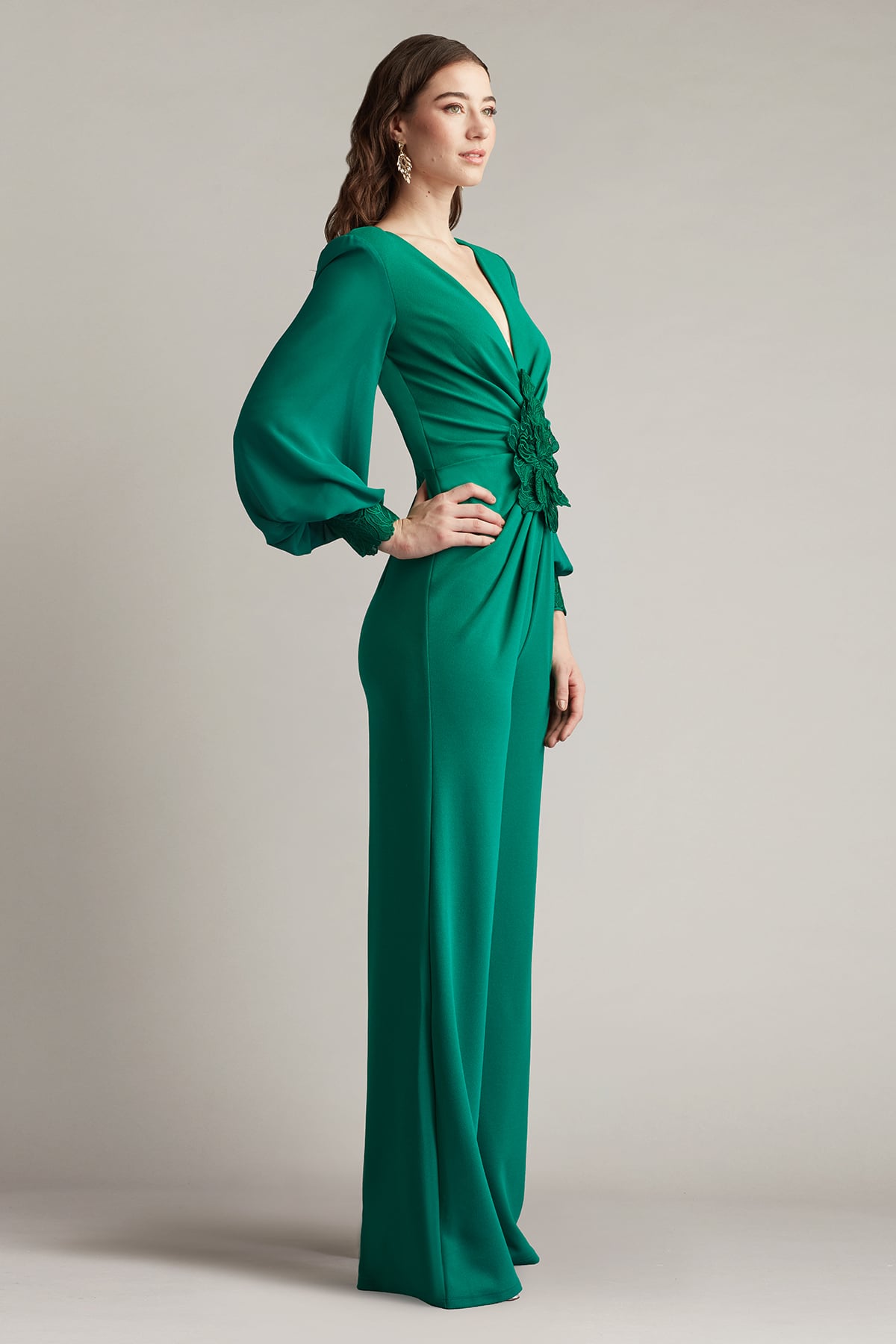 Jumpsuit Long Sleeve Formal Jumpsuit Emerald