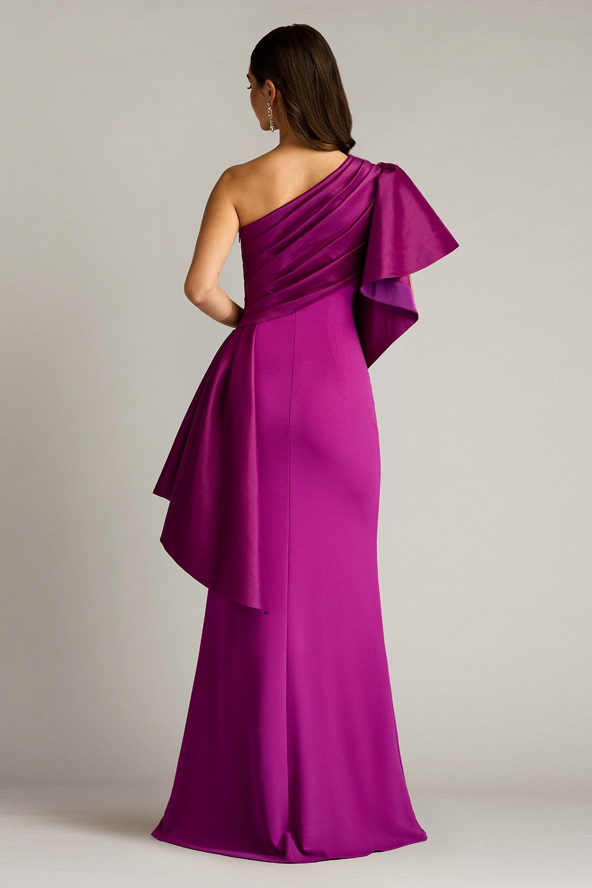 Formal Dresses Pleated Long Formal Ruffle Evening Dress Magenta