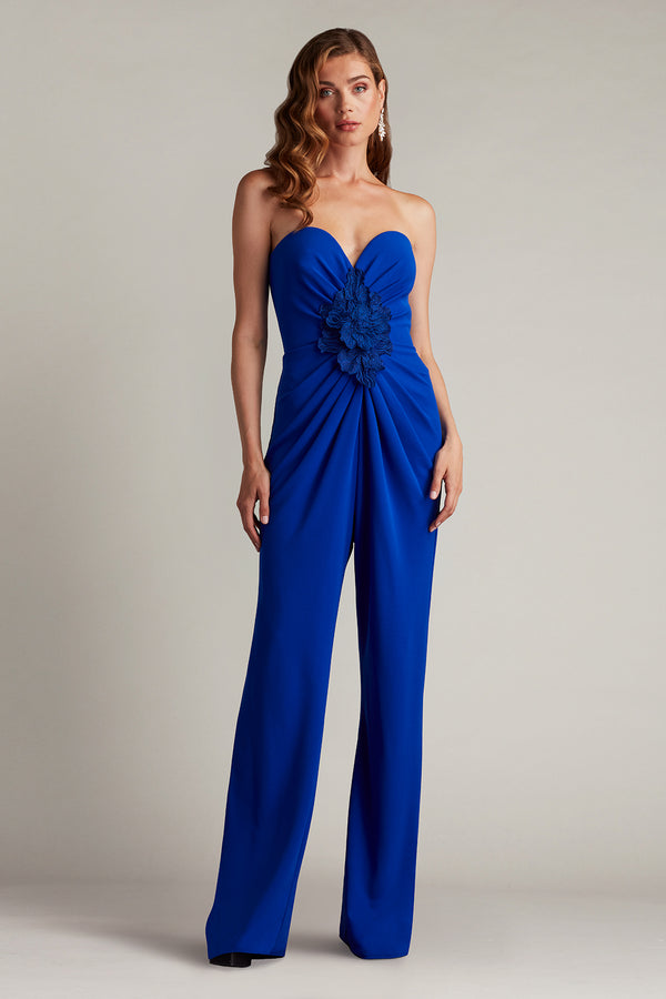 Tadashi Shoji BOS25324Y Pleated Long Formal Ruffle Jumpsuit