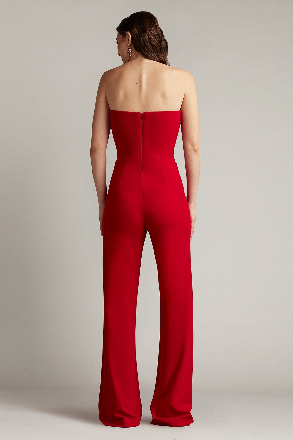Jumpsuit Pleated Long Formal Ruffle Jumpsuit Cranberry