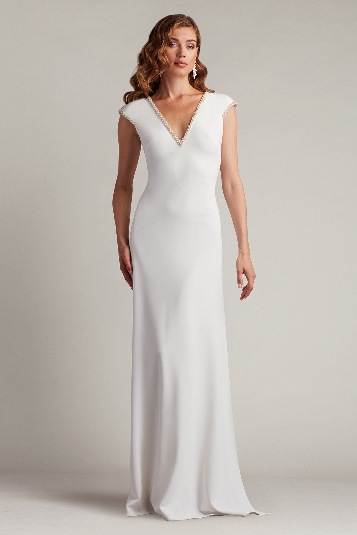 Tadashi Shoji BOS25328LBR Bridal Gown Long A Line Wedding Dress