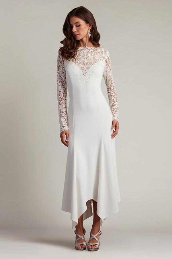 Tadashi Shoji BOS25329MD Simple Long Sleeve Wedding Dress