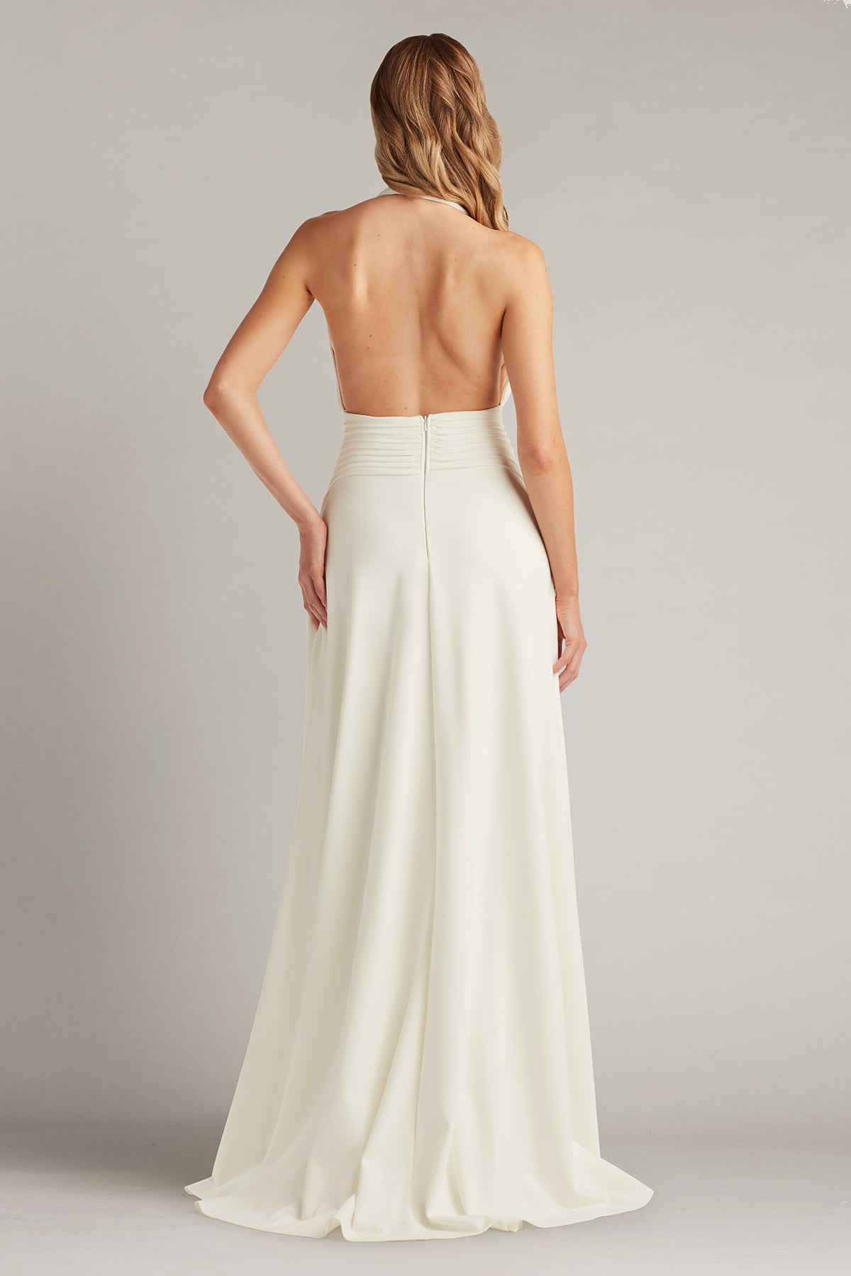 Long A Line Wedding Pleated Dress Tadashi Shoji BOS25440LBR – The