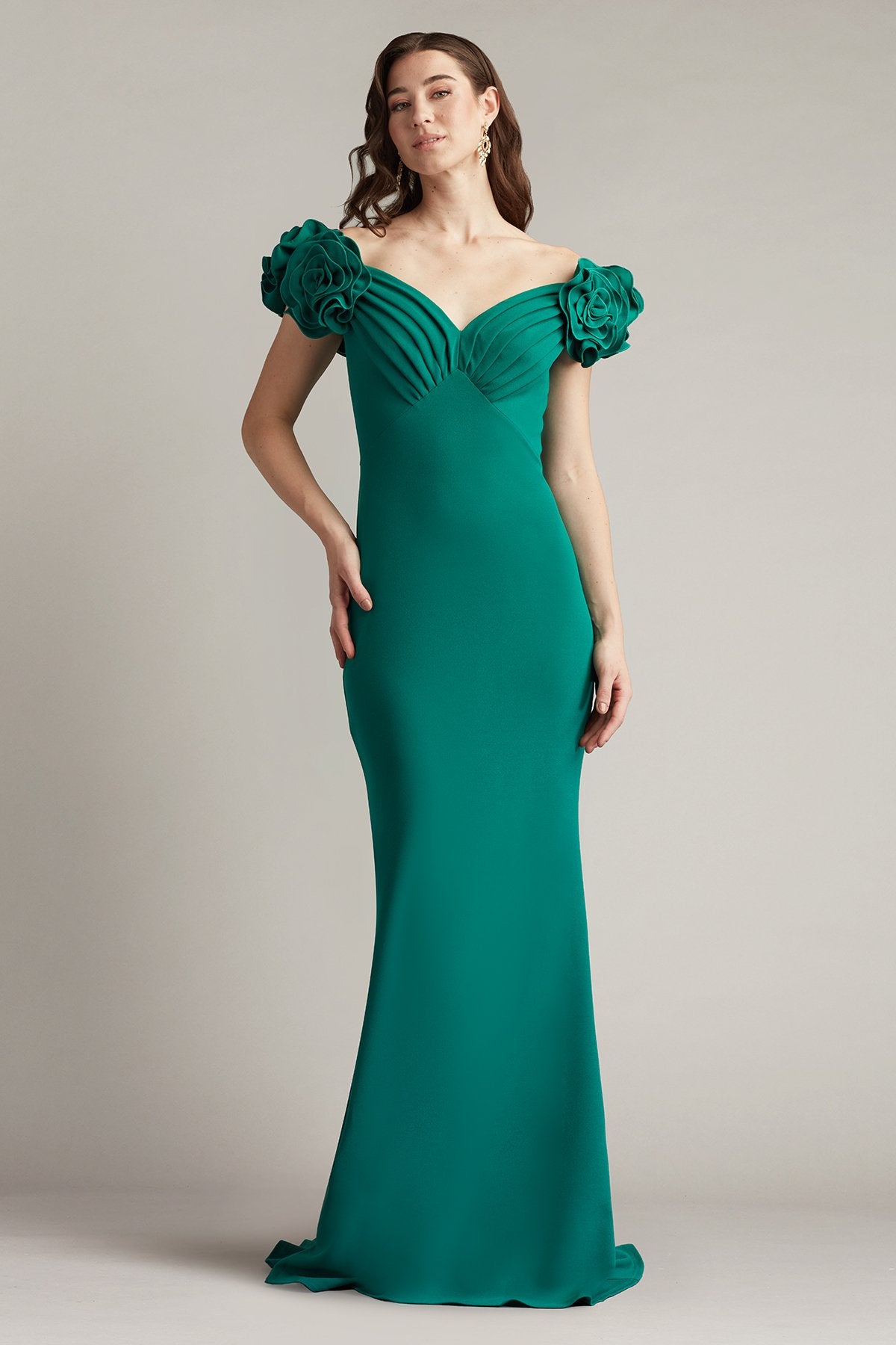 Tadashi Shoji BOS25502L Long Formal Evening Pleated Dress