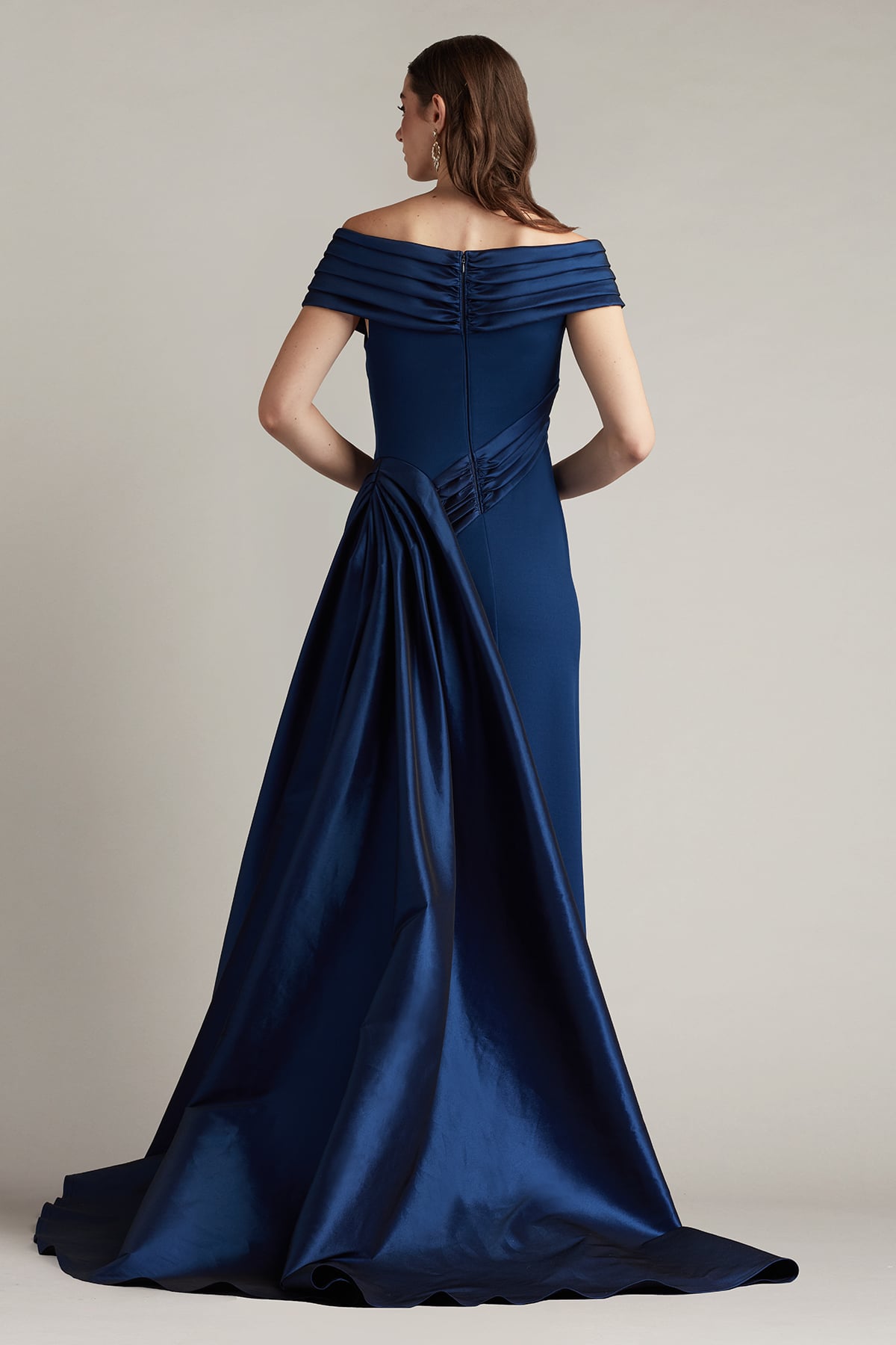 Formal Dresses Long Pleated Formal Prom Dress Tadashi Shoji BOS25530L Navy