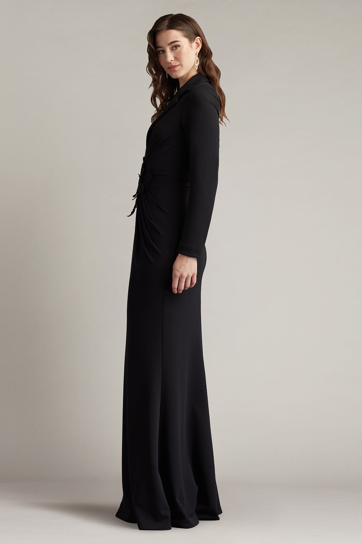 Mother of the Bride Dresses Long Ruffle Formal Mother of the Bride Dress Black