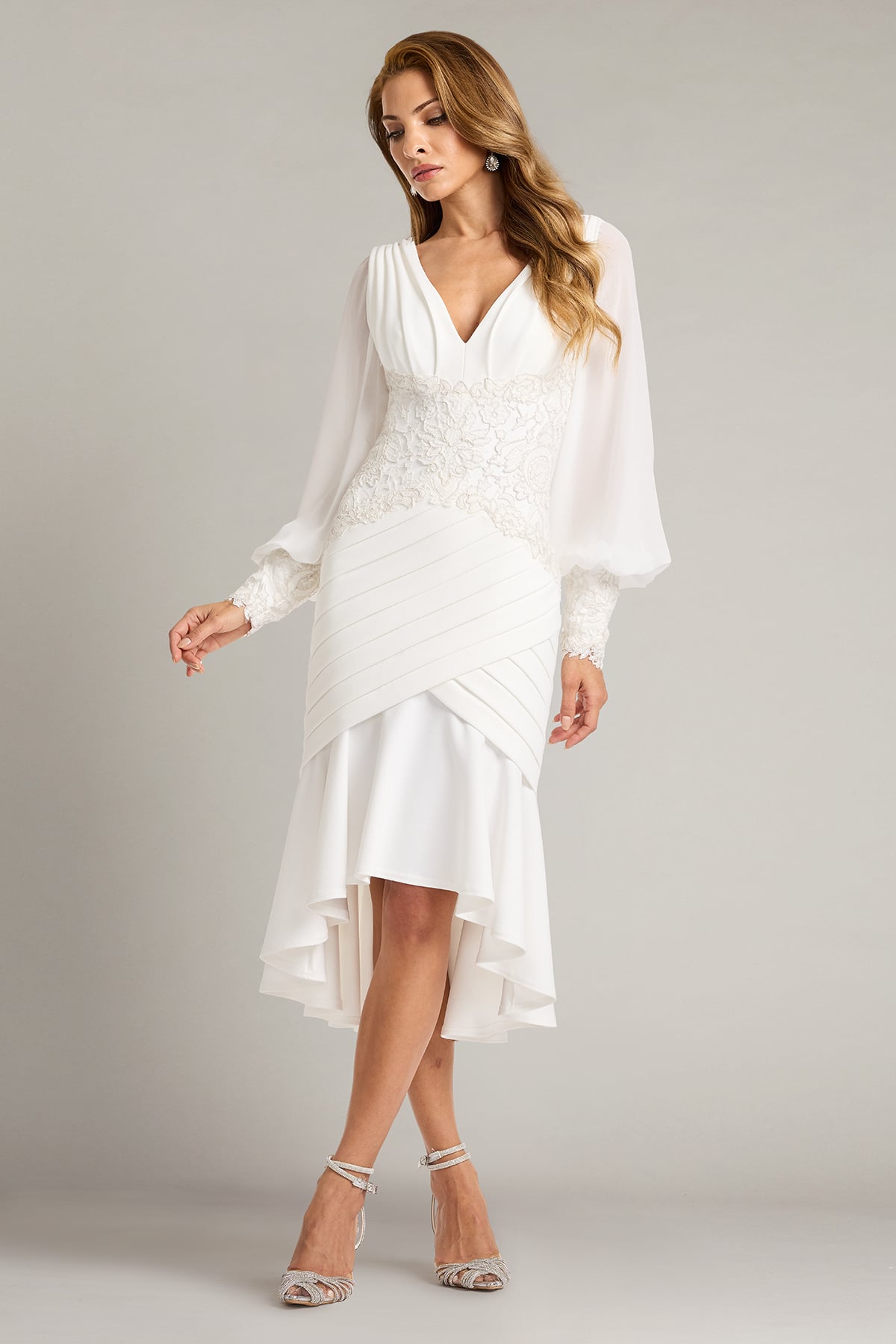 Cocktail Dresses Long Sleeve High Low Short Cocktail Dress Ivory