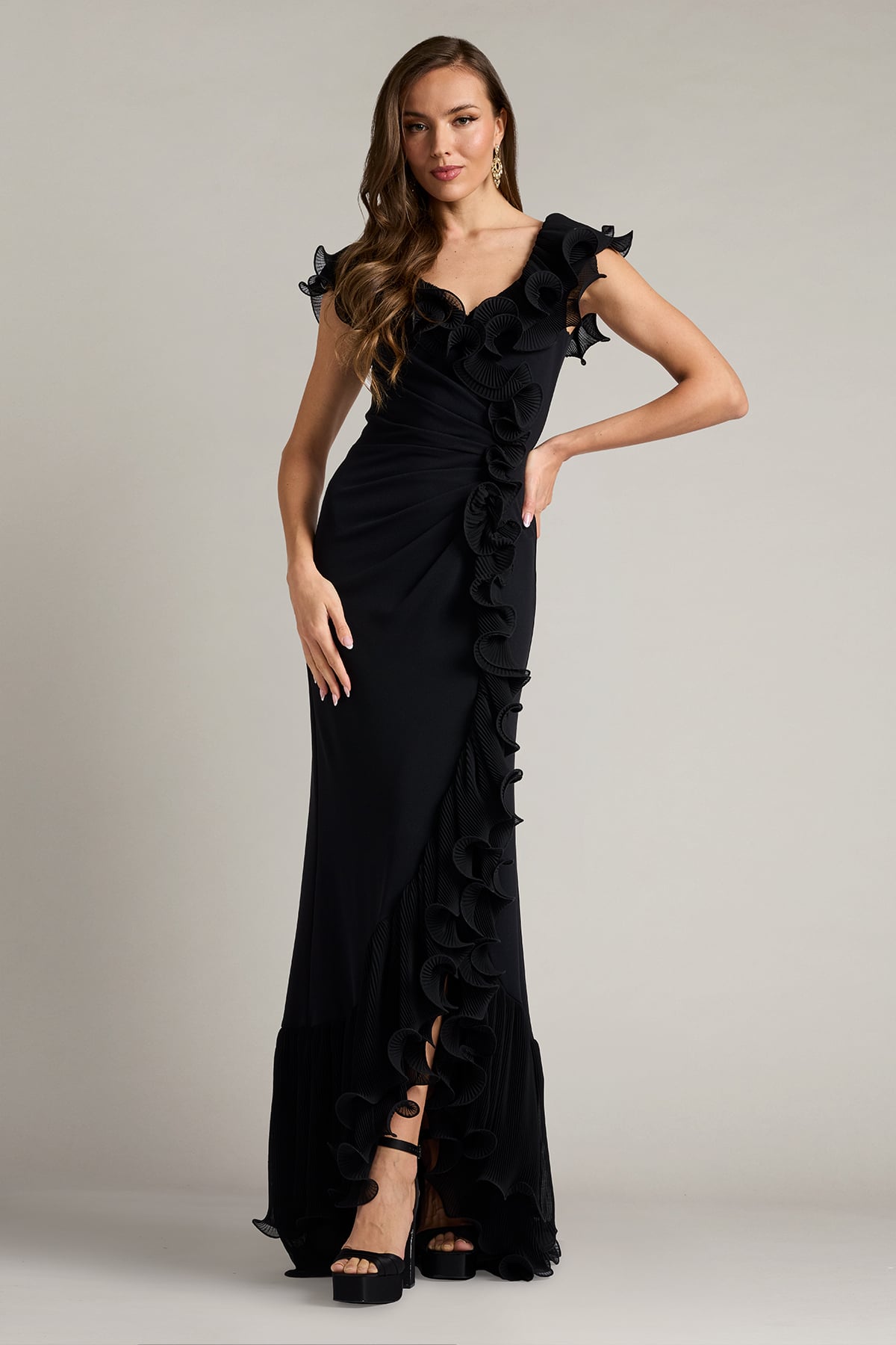 Formal Dresses Long Formal Ruffle Evening Dress Black