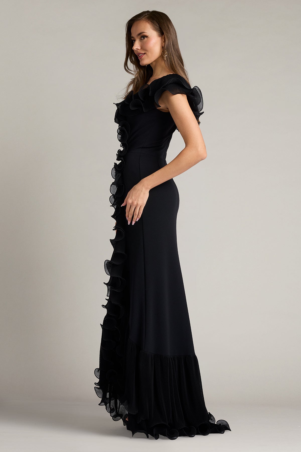 Formal Dresses Long Formal Ruffle Evening Dress Black
