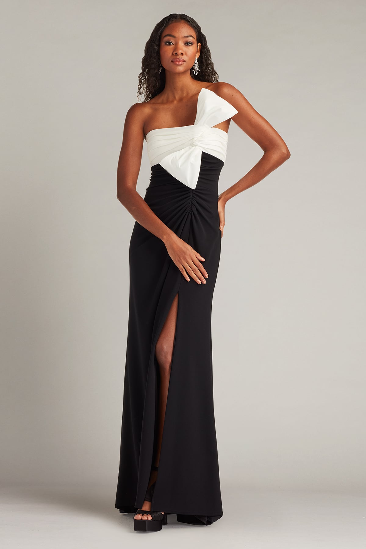Formal Dresses Long Fitted Formal Prom Dress Tadashi Shoji BOS26006L Black/White