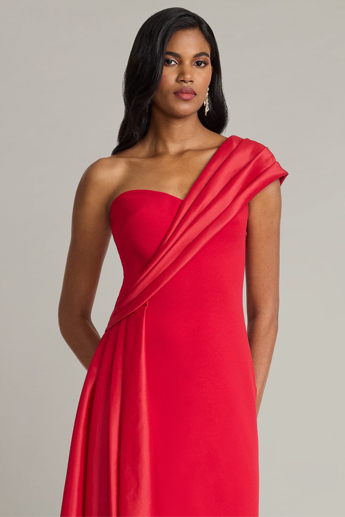 One-Shoulder Floor-Length Satin Formal A-Line Tadashi Shoji BOS26015L
