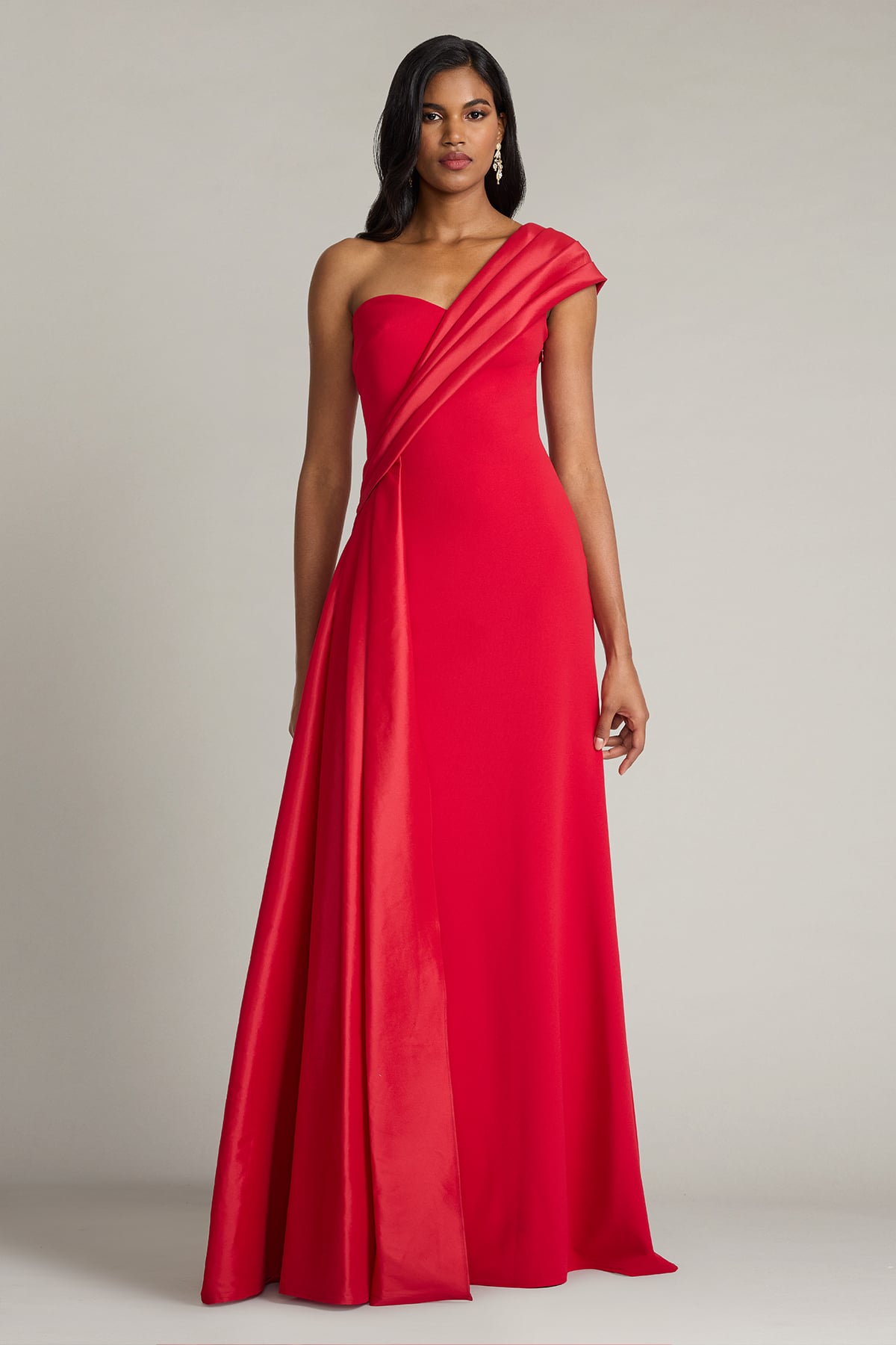 One-Shoulder Floor-Length Satin Formal A-Line Tadashi Shoji BOS26015L