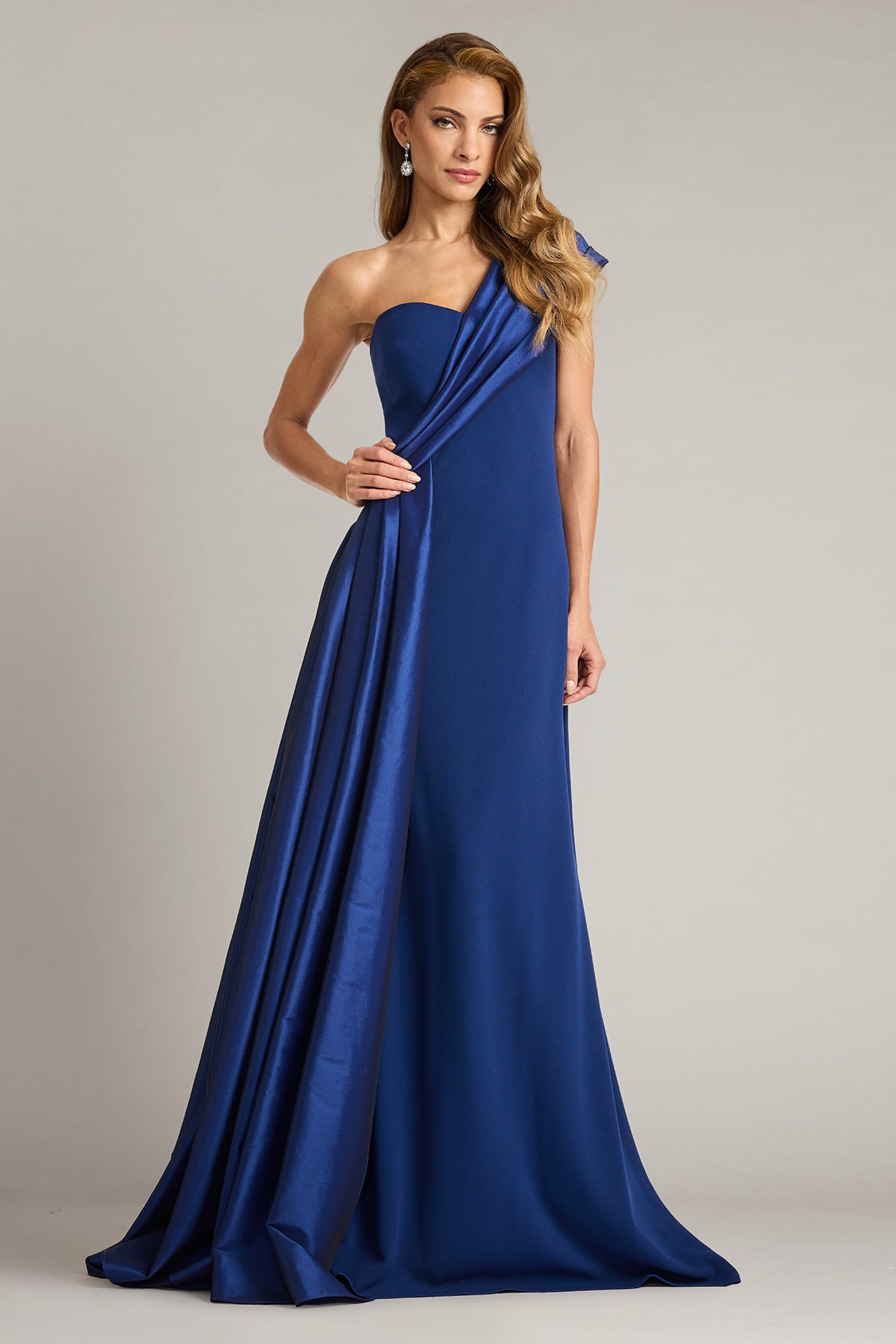 One-Shoulder Floor-Length Satin Formal A-Line Tadashi Shoji BOS26015L