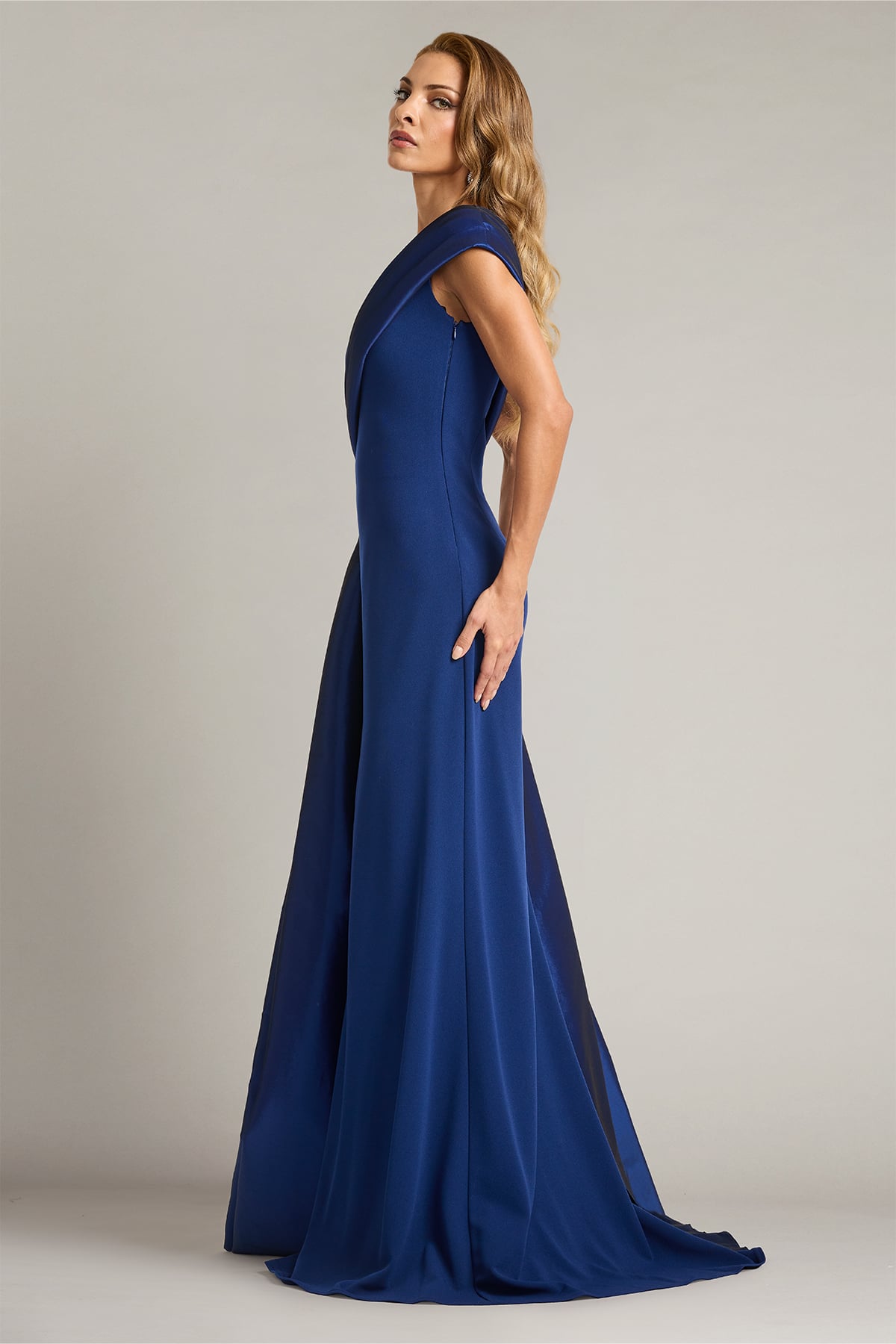 One-Shoulder Floor-Length Satin Formal A-Line Tadashi Shoji BOS26015L