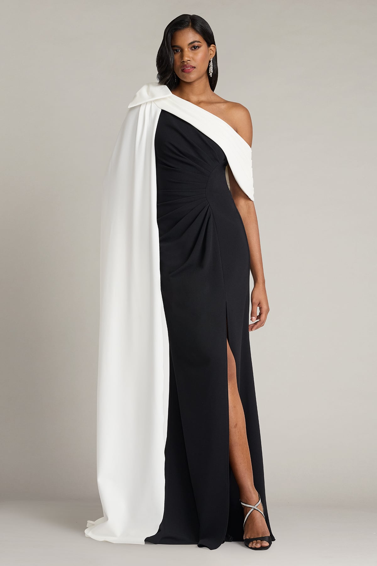 Formal Dresses Formal Long Cape Fitted Evening Dress Black Ivory