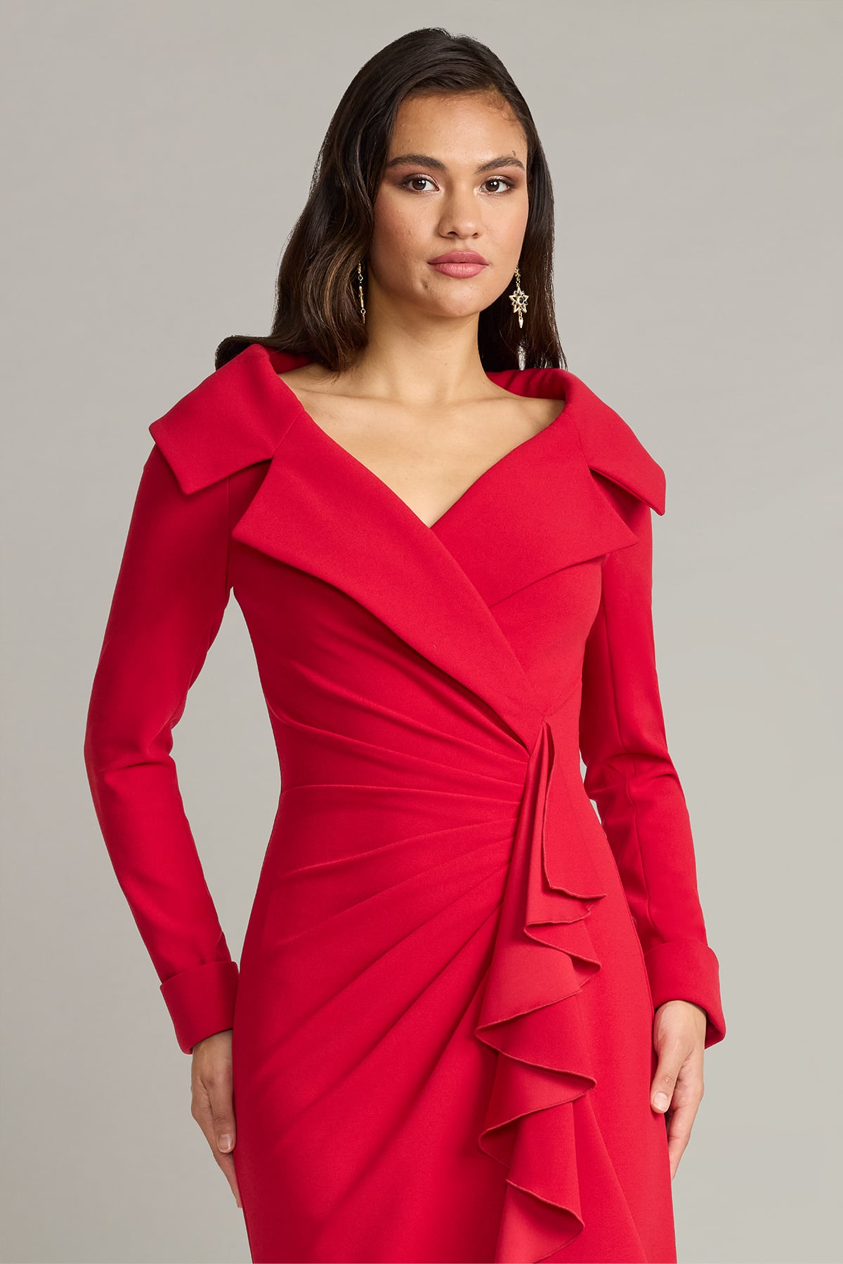 Formal Dresses Ruffle Long Formal Mother of the Bride Dress Red Rock