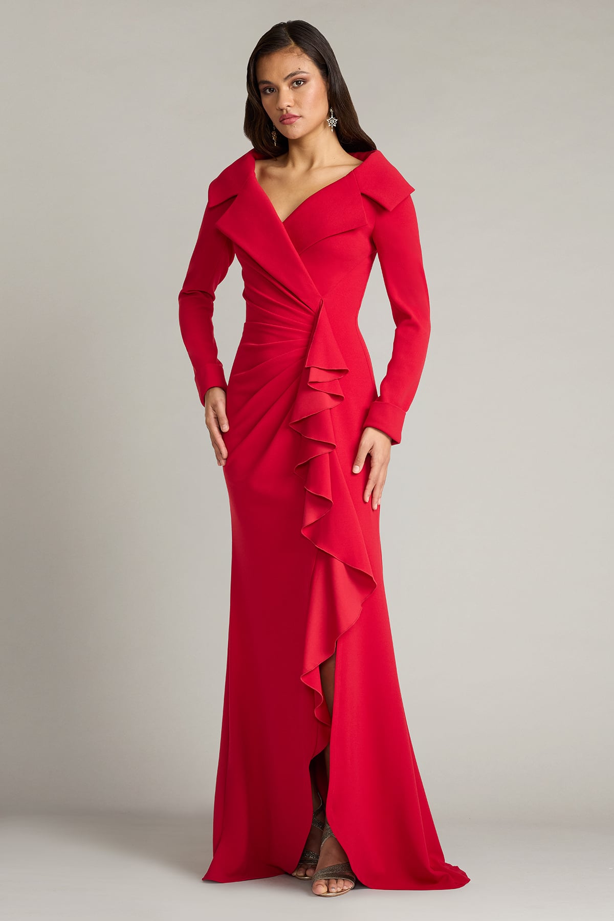 Formal Dresses Ruffle Long Formal Mother of the Bride Dress Red Rock