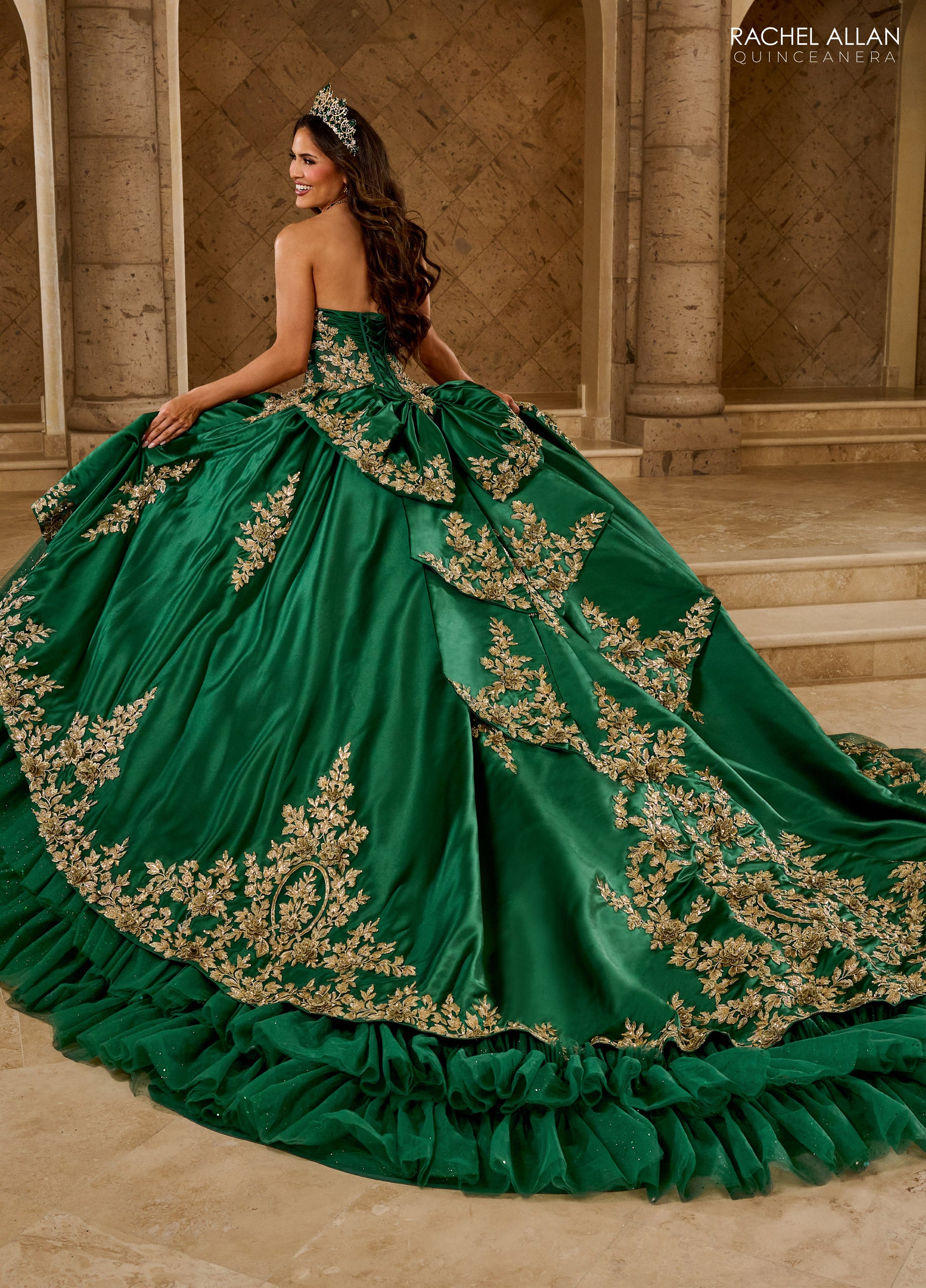 Royal Gold Rachel Allan RQ5010 Glitter Ball Gown Long Quinceanera Dress