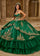 Quinceniera Dresses Glitter Ball Gown Long Quinceanera Dress  Emerald Gold