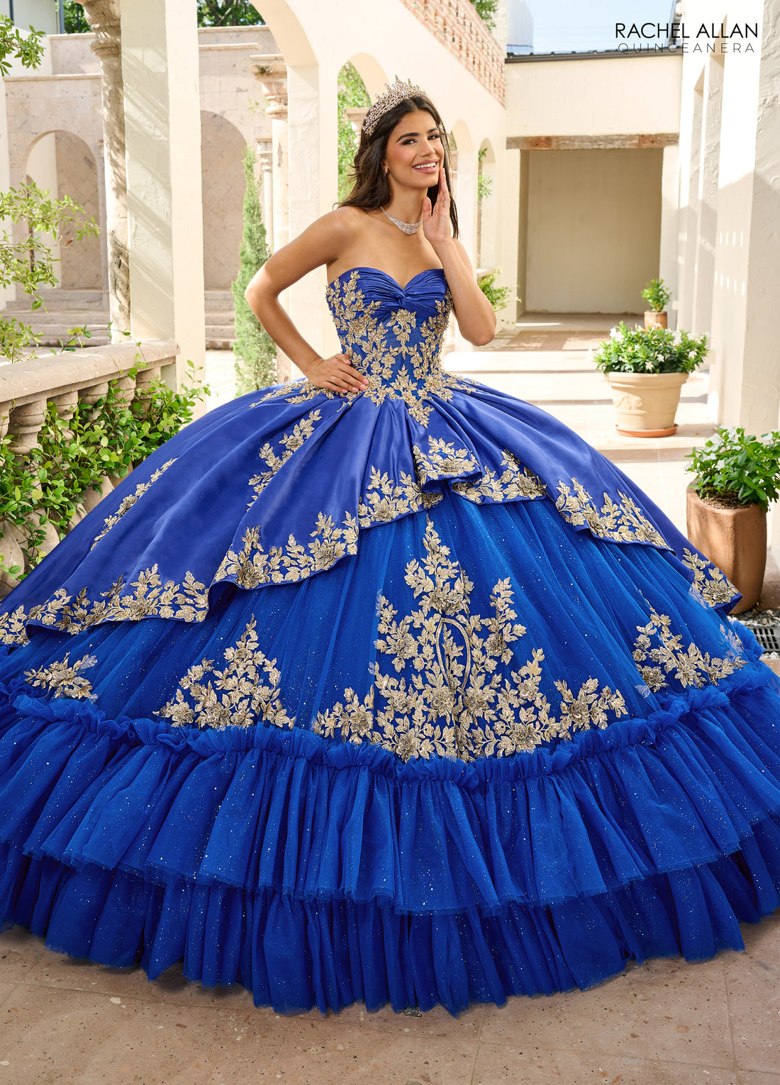 Royal Gold Rachel Allan RQ5010 Glitter Ball Gown Long Quinceanera Dress
