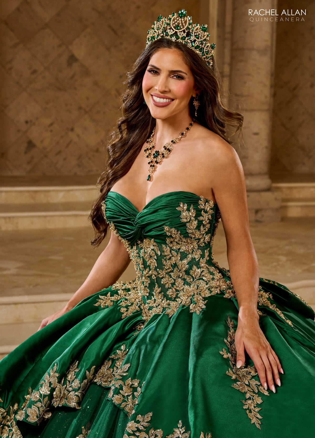 Royal Gold Rachel Allan RQ5010 Glitter Ball Gown Long Quinceanera Dress