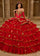 Quinceniera Dresses Long Ball Gown Ruffle Quinceanera Dress     Red Gold