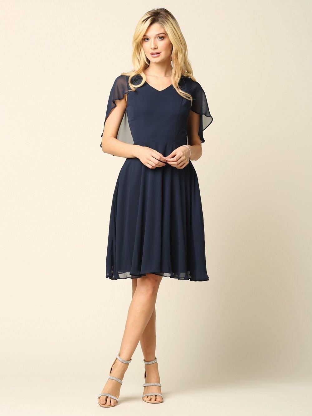 Bridesmaids Short Cocktail Chiffon Dress - The Dress Outlet Eva Fashion
