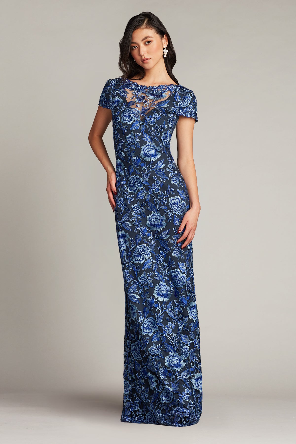 Tadashi Shoji Women's Embroidered Lace Evening Gown - Blue - Gowns Tadashi Shoji Women's Embroidered Lace Evening Gown - Blue - Gowns