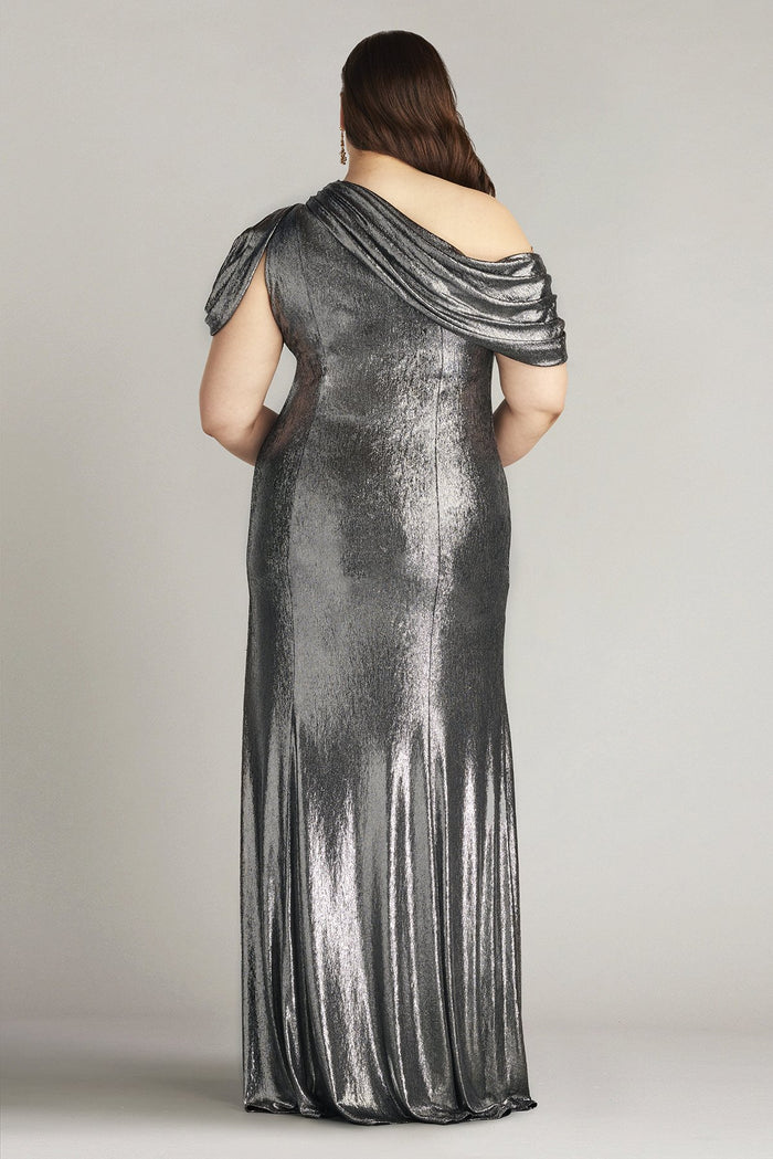 Formal Dresses Long Formal Plus Size Metallic Dress Steel