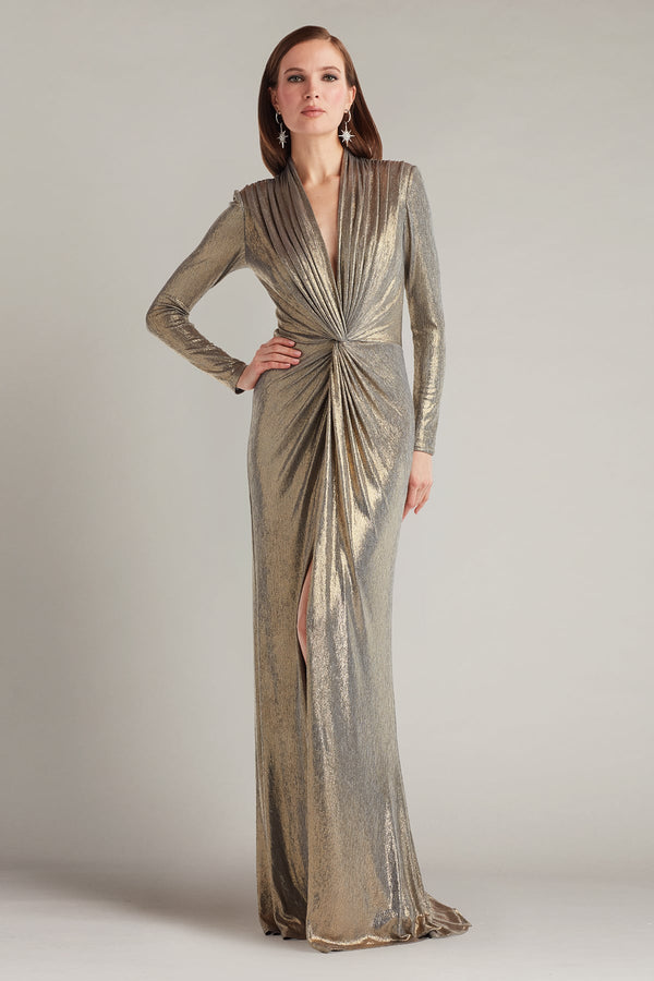 Tadashi Shoji BSJ24035L Long Formal Mother of the Bride Metallic Dress