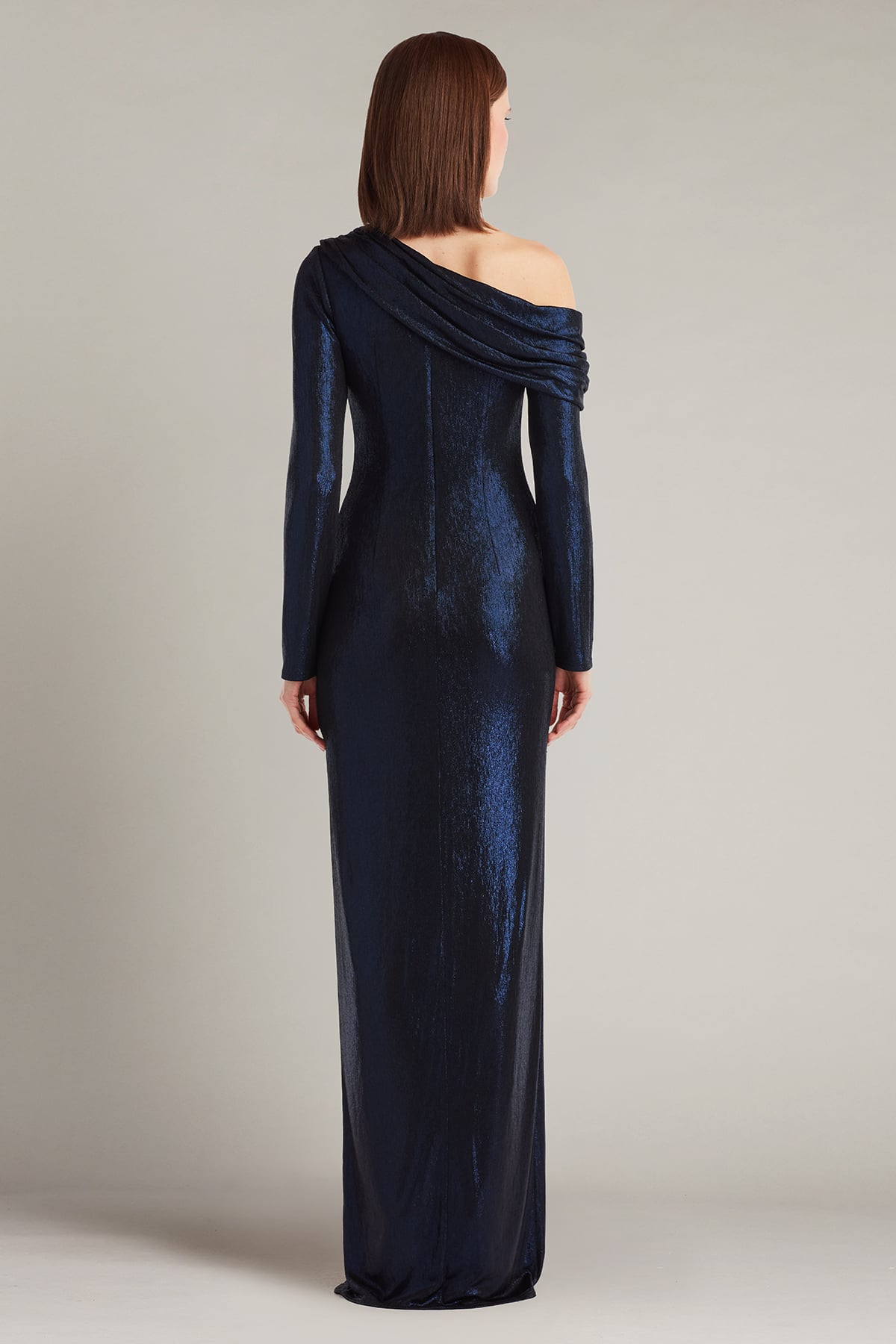 Formal Dresses Metallic Fitted Long Formal Dress Royal Navy