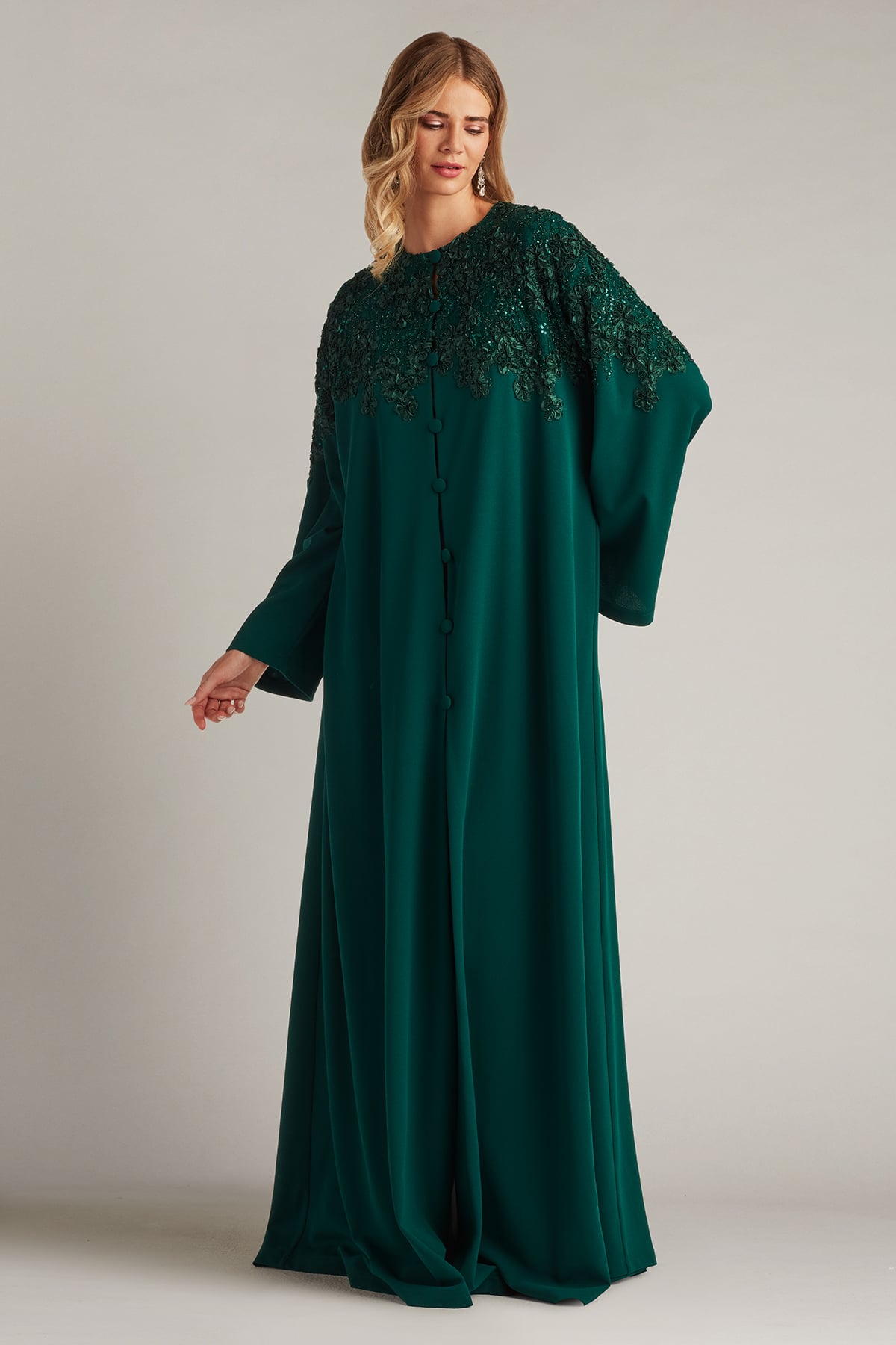 Crew/High-Neck Floor-Length Crepe Formal A-Line Tadashi Shoji BUK18267L