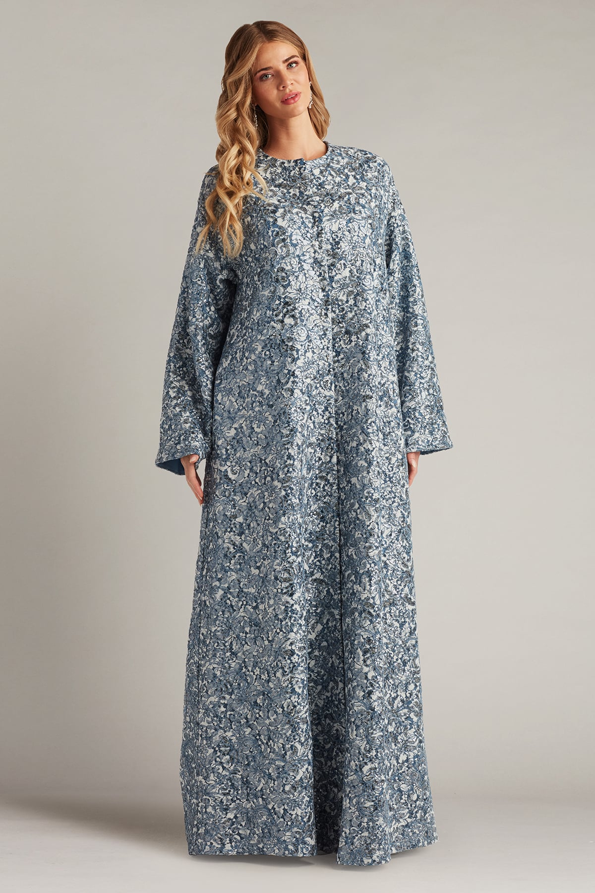 Crew/High-Neck Floor-Length Jacquard Formal A-Line Tadashi Shoji BUQ18269L