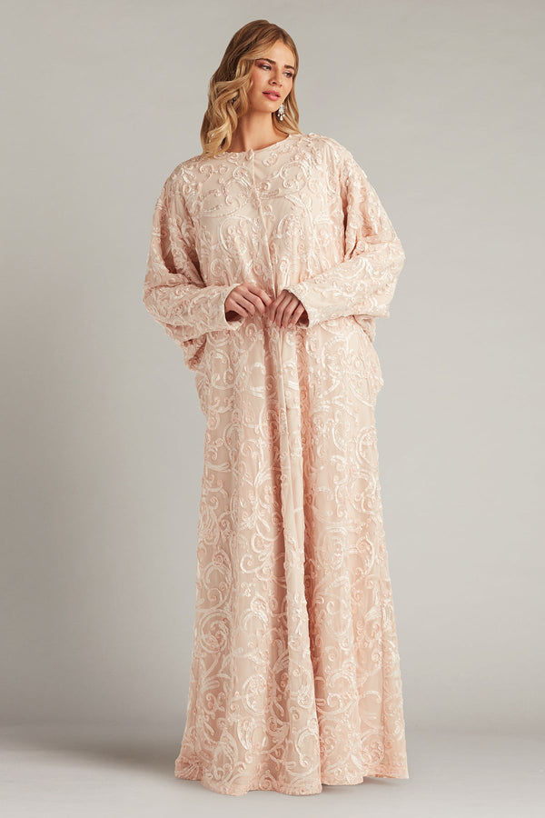Crew Neck Floor-Length Embroidered Lace Mother of the Bride Long Sleeve Gown Tadashi Shoji BUS18270L