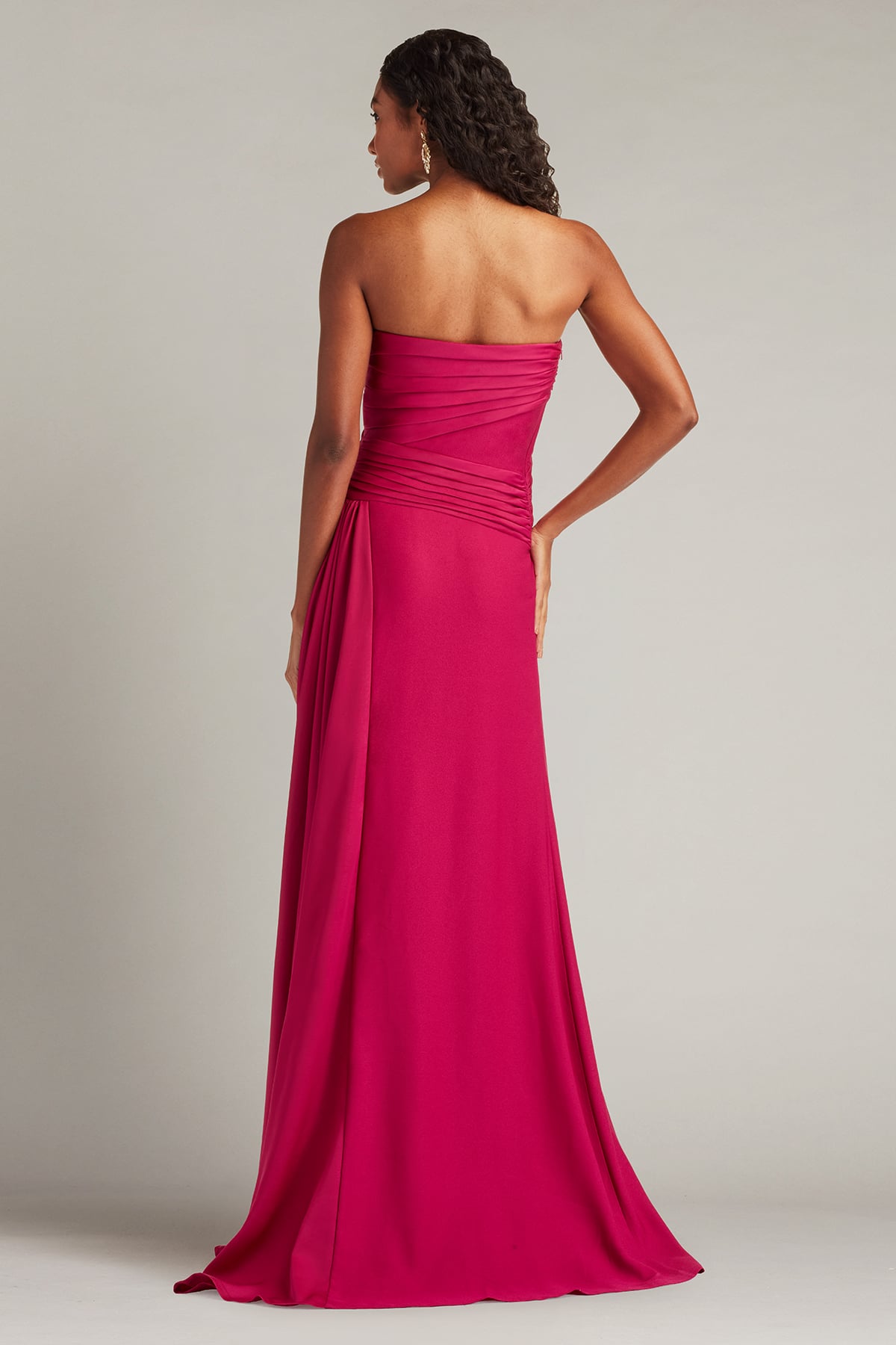 Strapless Curved Neck Floor-Length Chiffon Formal A-Line Tadashi Shoji BVU24004L