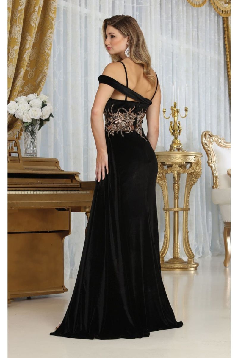 V-Neck Floor-Length Velvet Prom Sheath/Column May Queen RQ8087