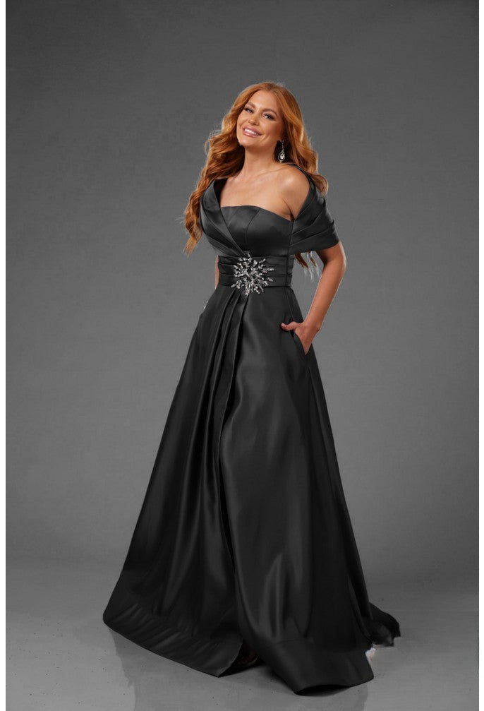 Terani Couture 251M4441 Pleated Long Formal Beaded Evening Dress