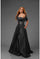 Formal Dresses Pleated Long Formal Beaded Evening Dress Black